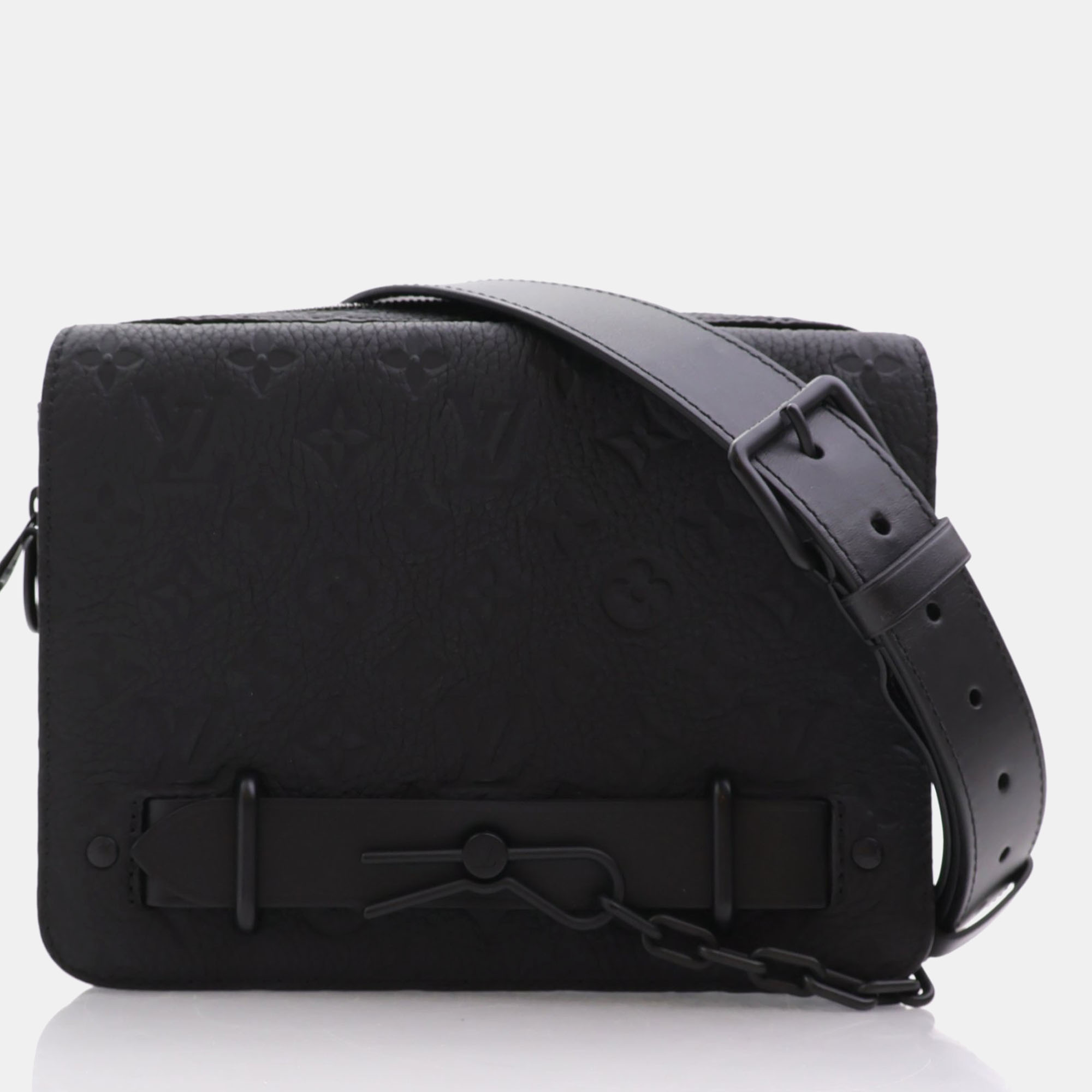 Louis vuitton black taurillon leather monogram steamer messenger bag