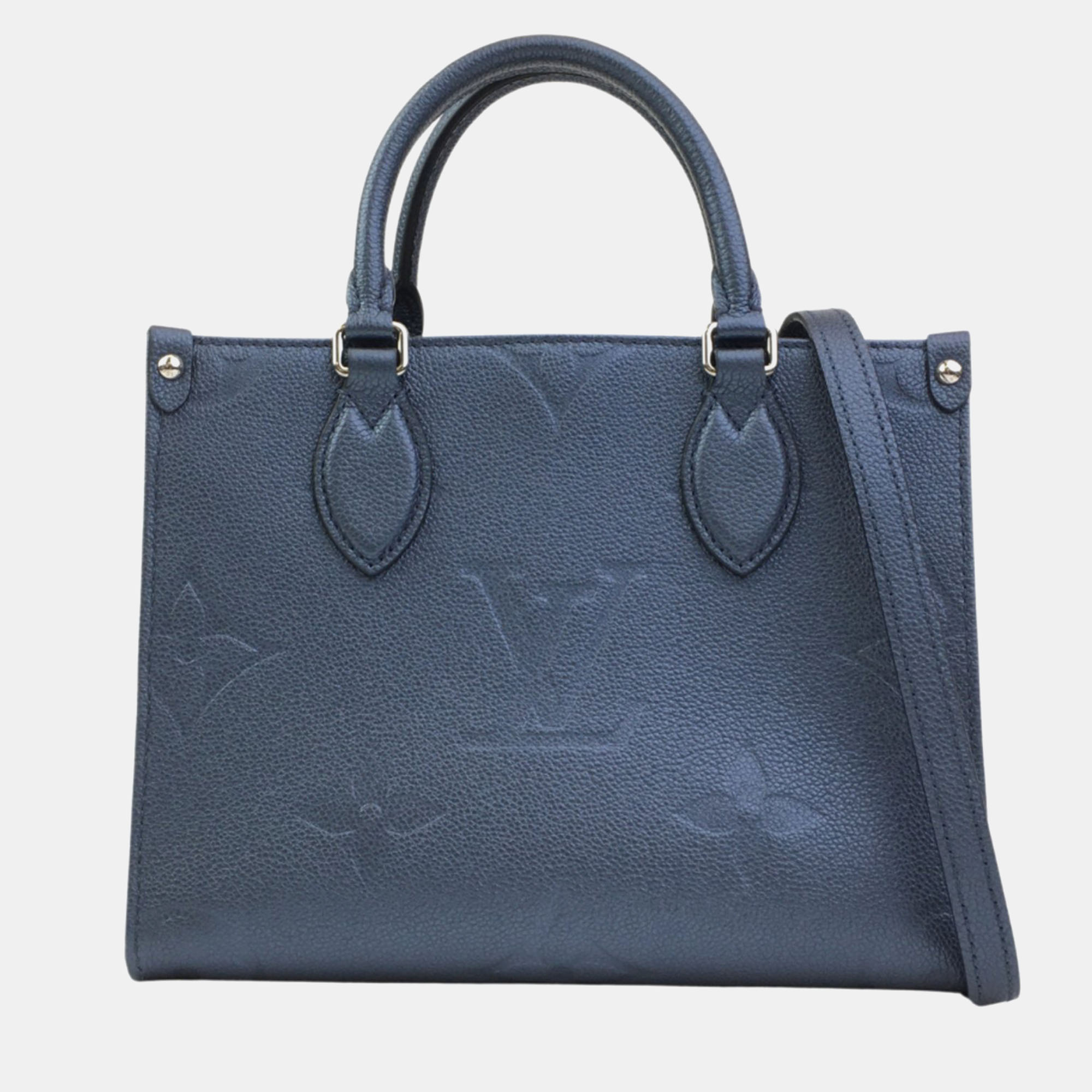 Louis vuitton blue giant monogram empreinte leather onthego pm tote bag
