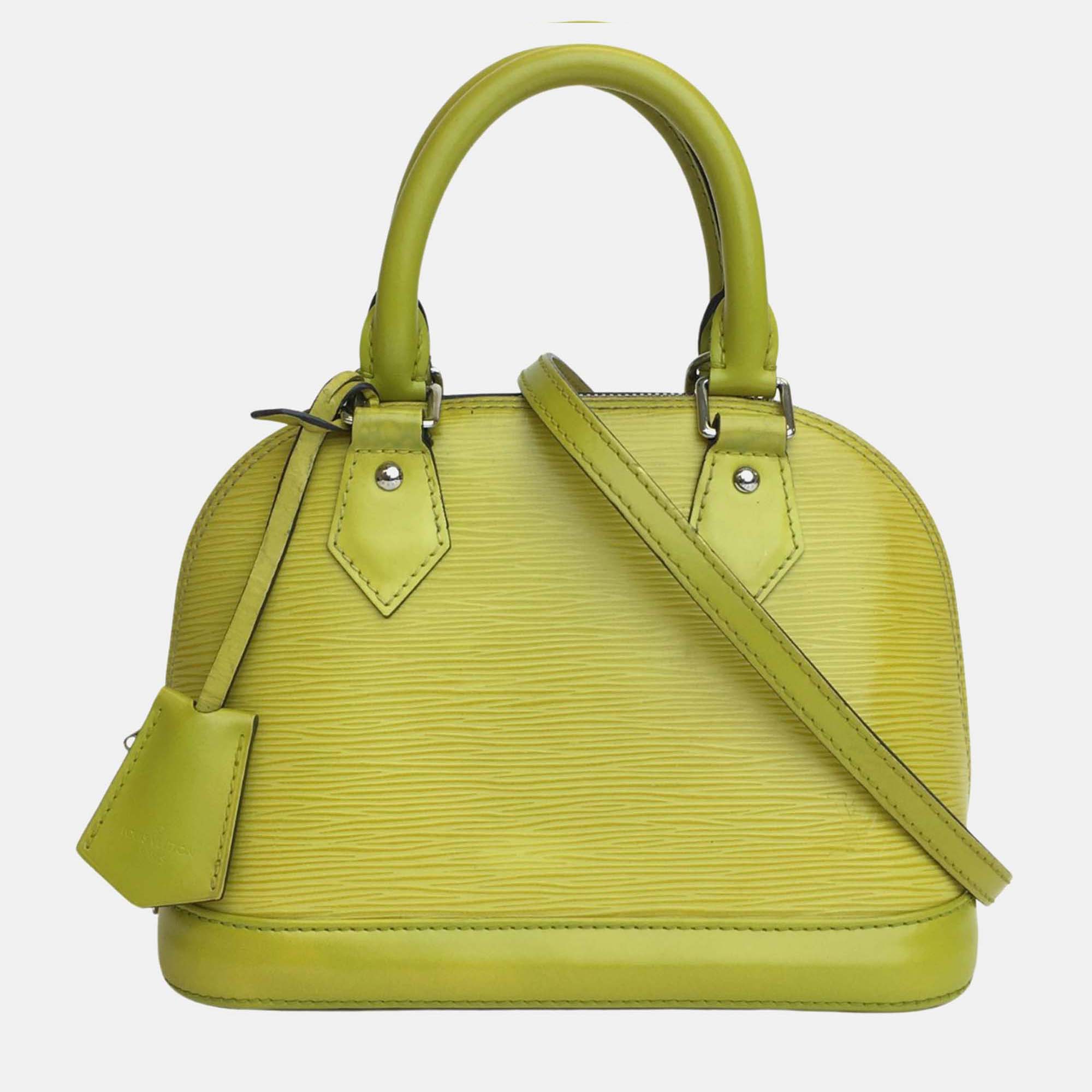 Louis vuitton yellow/green epi leather alma bb satchel