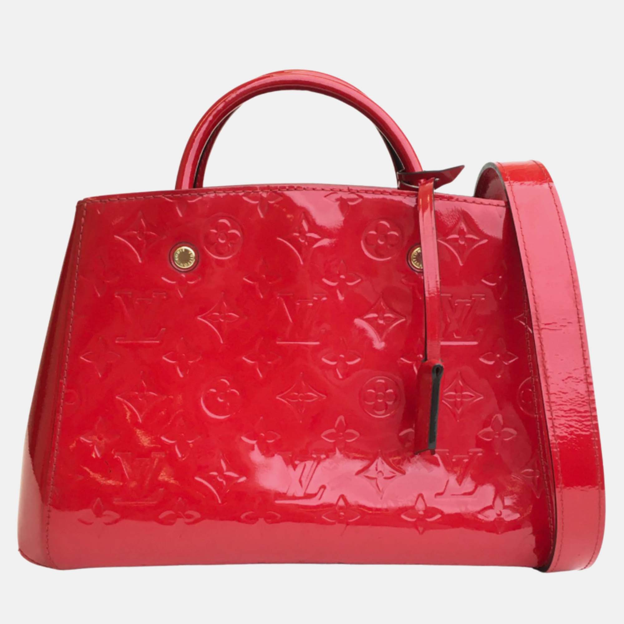 Louis vuitton red monogram vernis leather montaigne bb shoulder bag