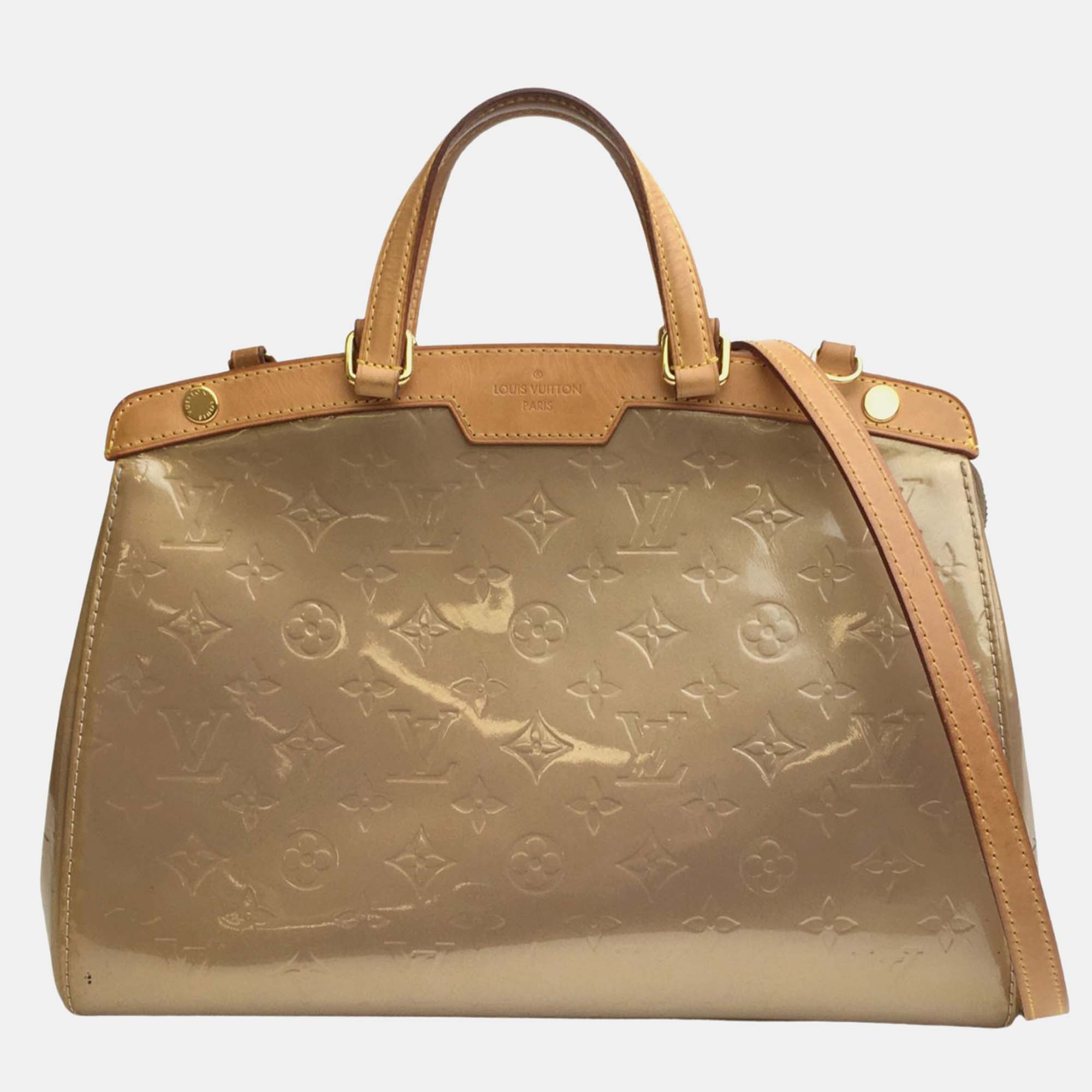 Louis vuitton gold monogram vernis leather brea mm satchel