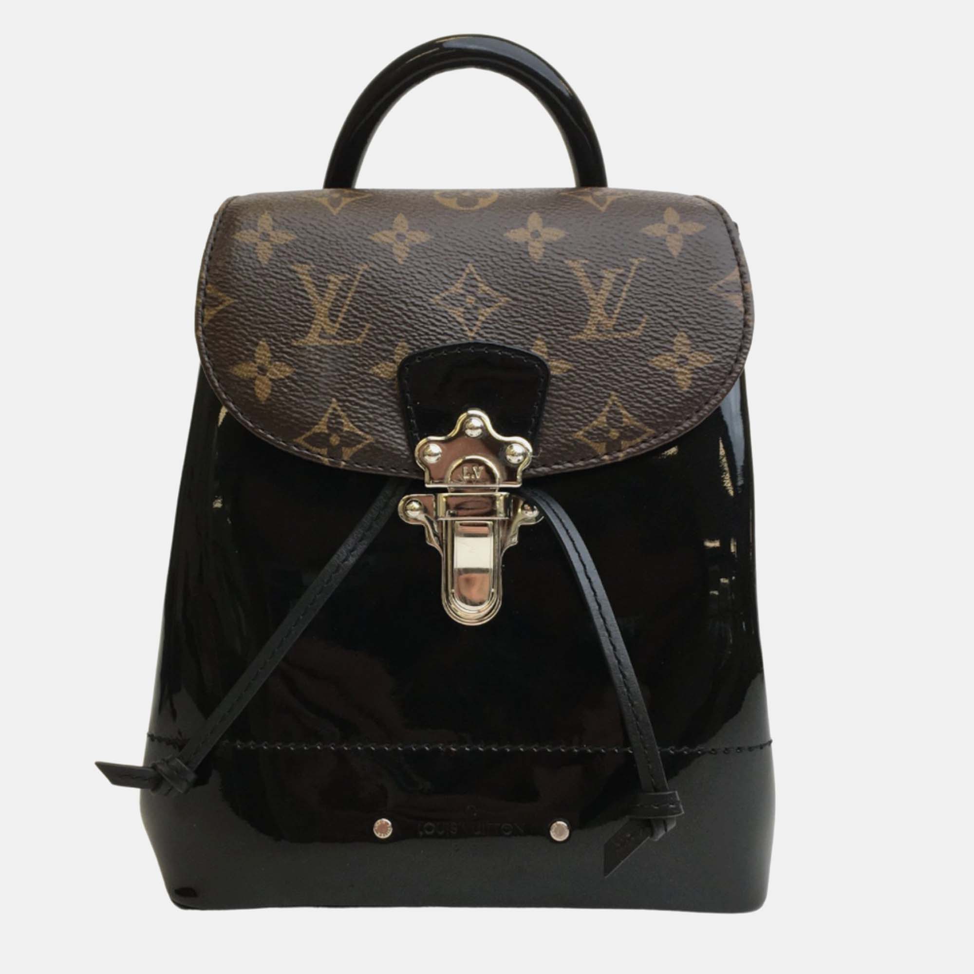 Louis vuitton black monogram canvas and vernis leather hot springs backpack