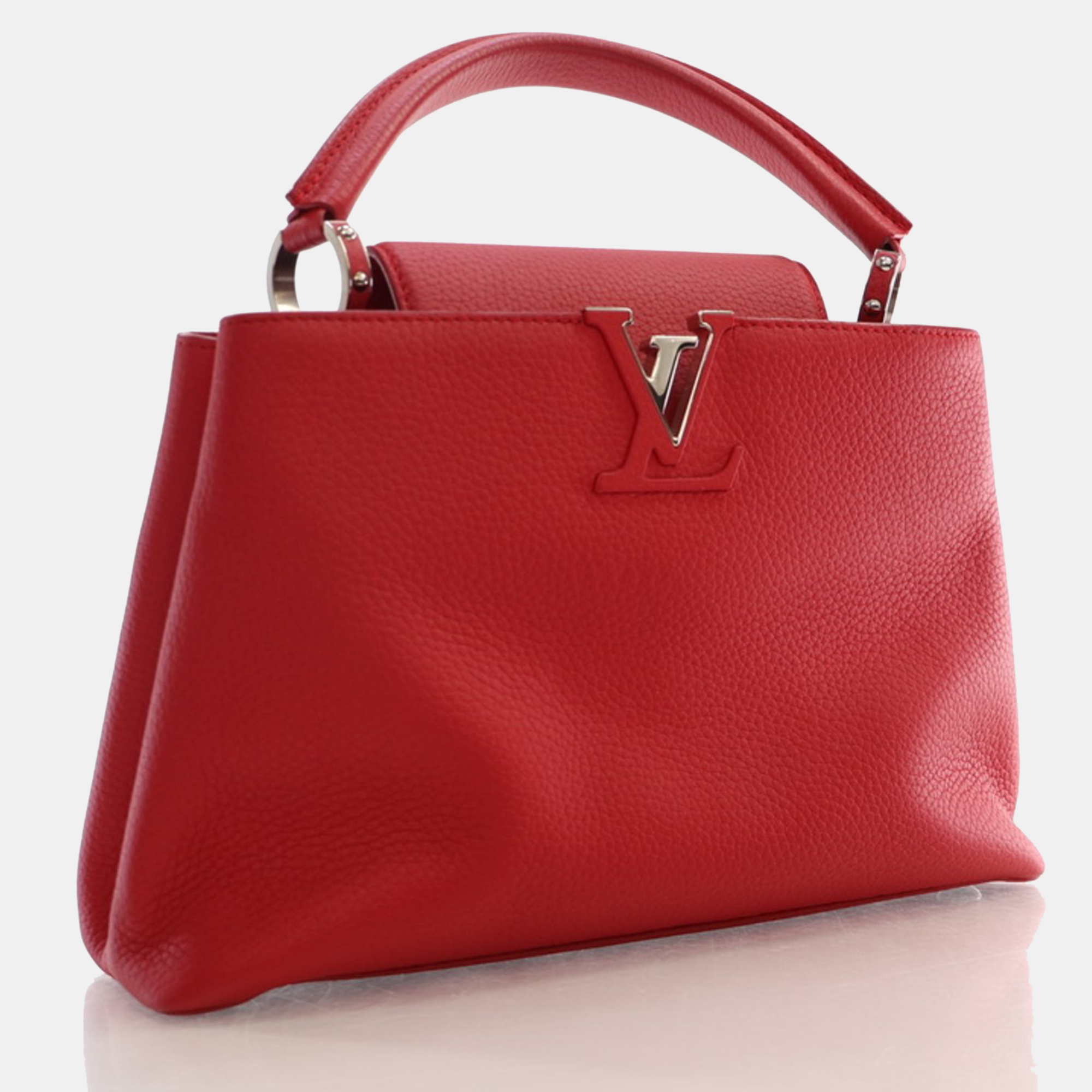 Louis Vuitton Red Leather Capucines PM Top Handle Bag