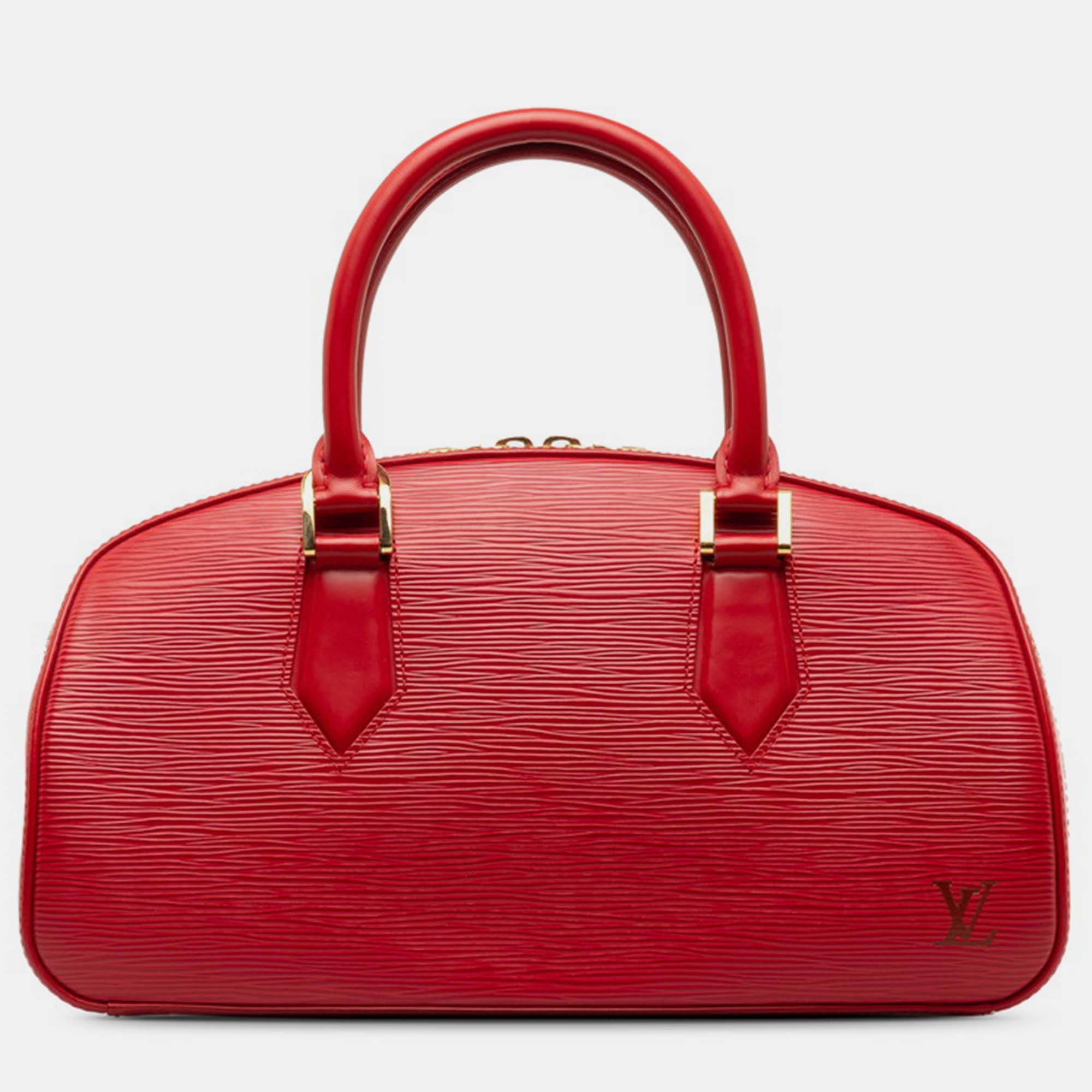 Louis vuitton red leather jasmin top handle bag
