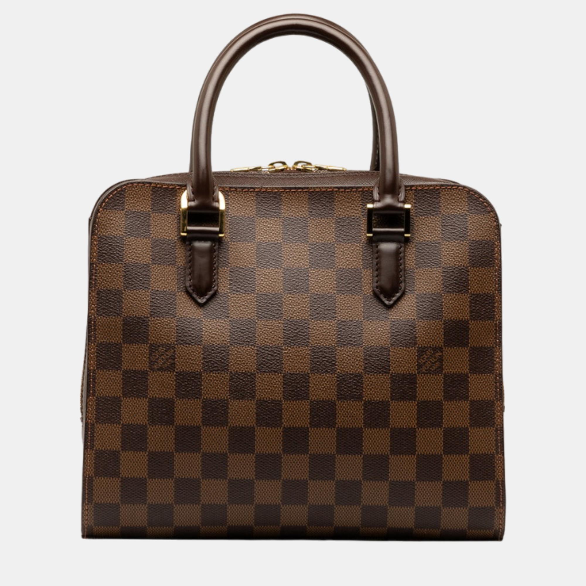 Louis vuitton brown damier ebene canvas and leather triana satchel
