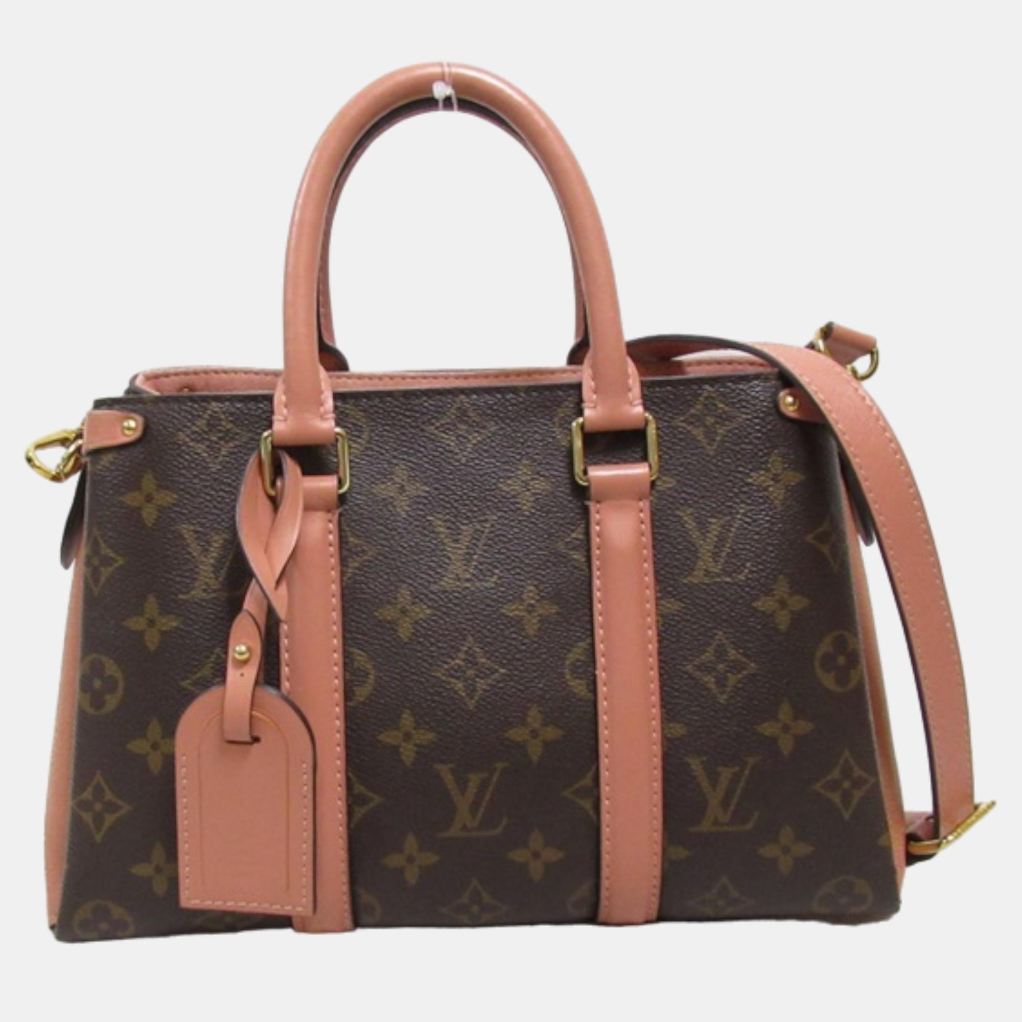 Louis vuitton brown canvas and leather bb soufflot satchel bag