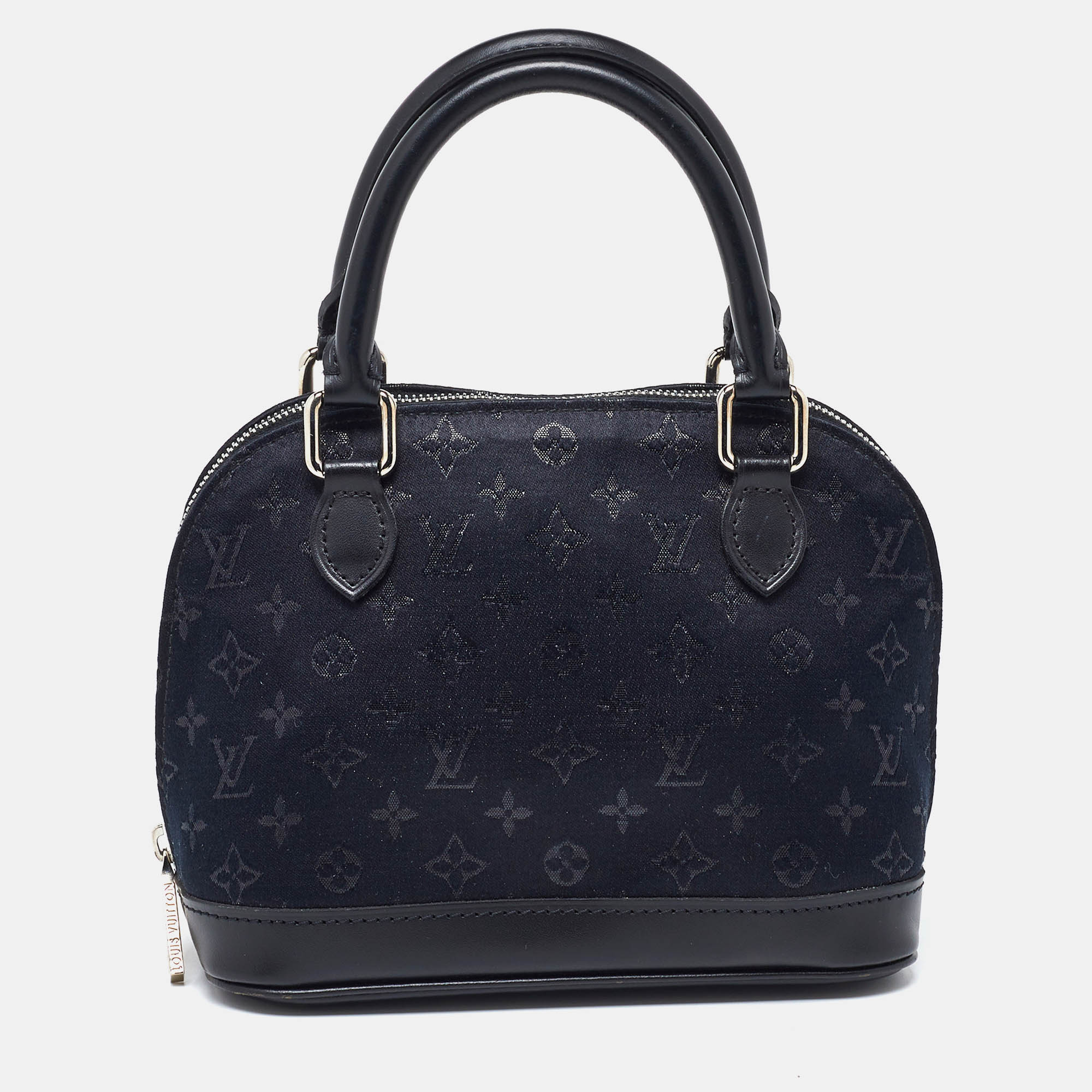 Louis vuitton black monogram satin and leather limited edition alma mini bag