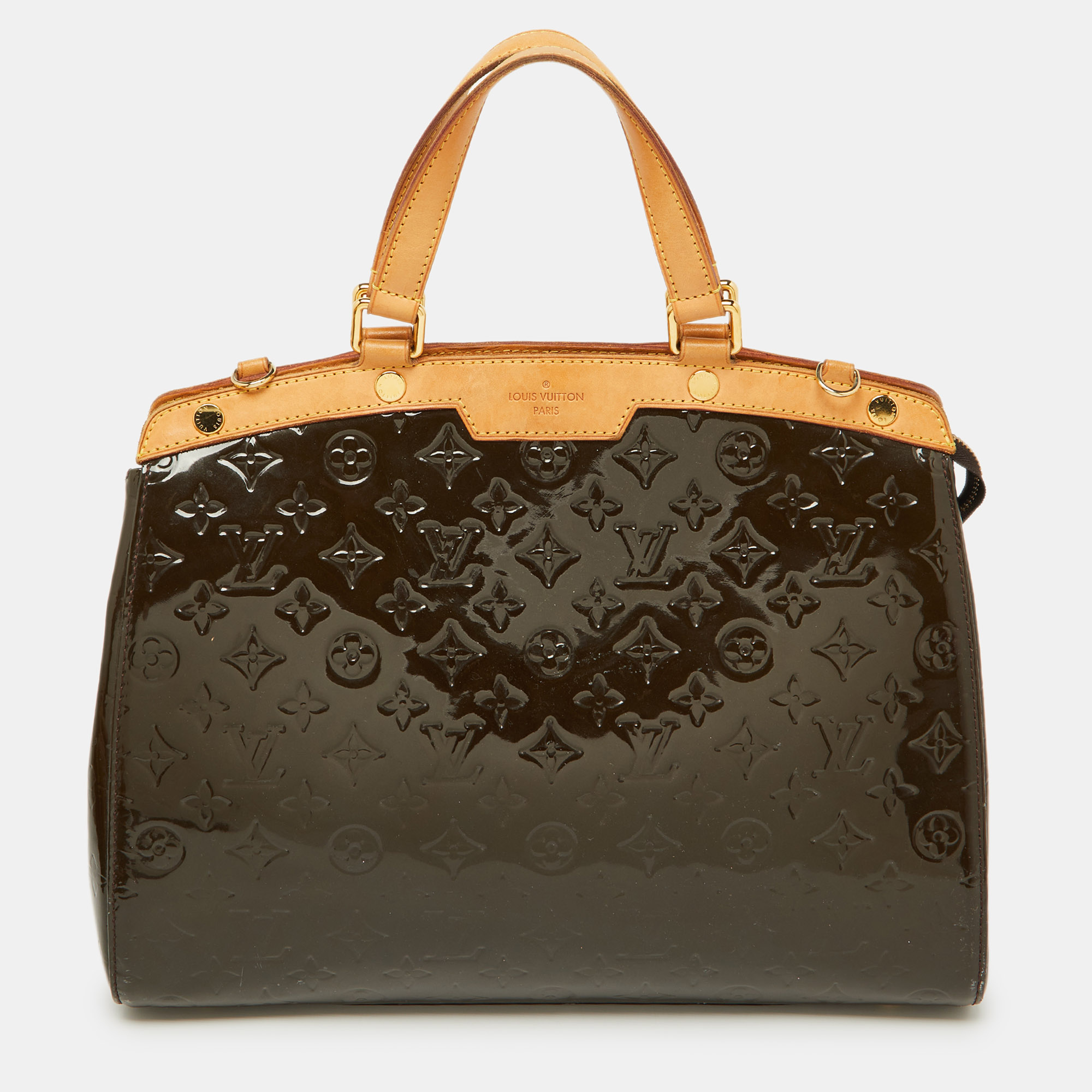 Louis vuitton vert bronze monogram vernis brea gm bag