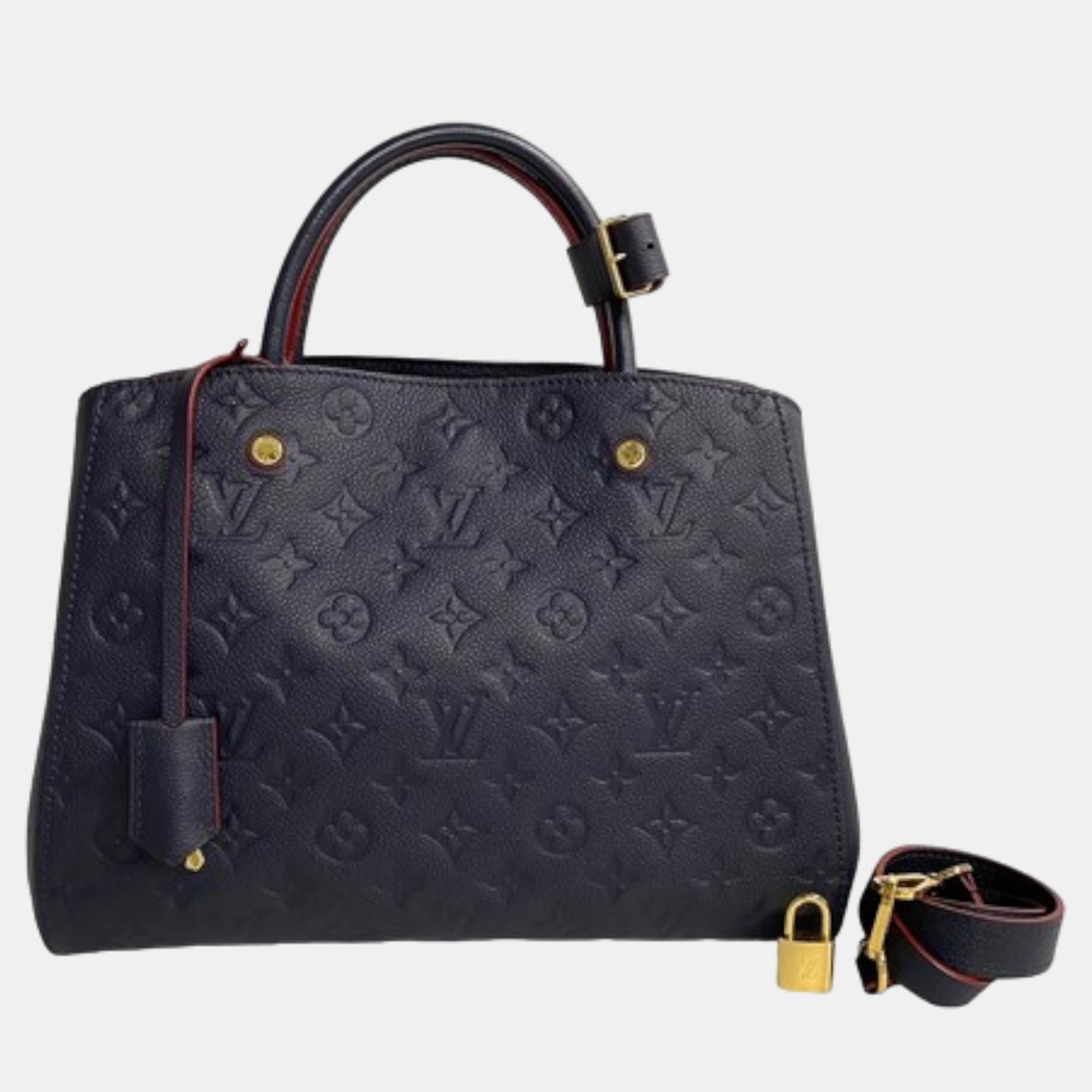 Louis vuitton navy blue monogram empriente leather montaigne mm satchel