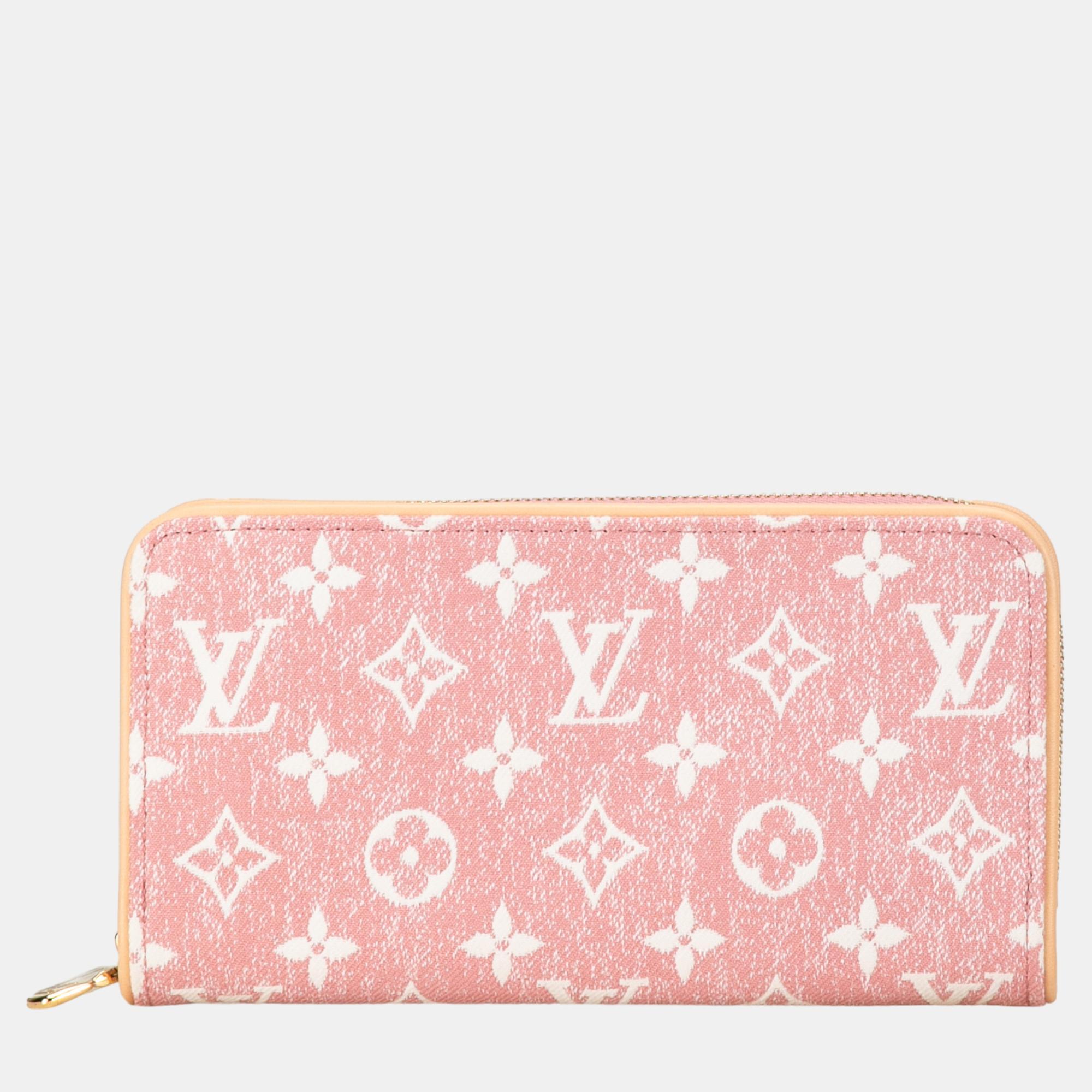 Louis vuitton pink monogram denim jacquard zippy wallet