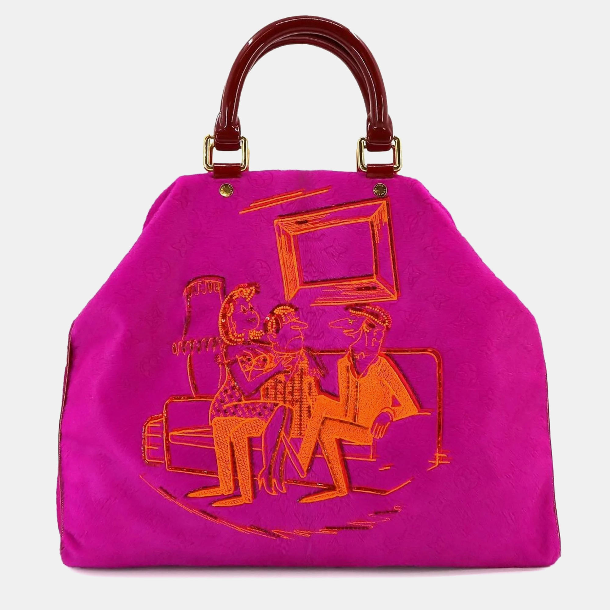 Louis vuitton rare fuchsia runway cartoon art firebird limited edition bag