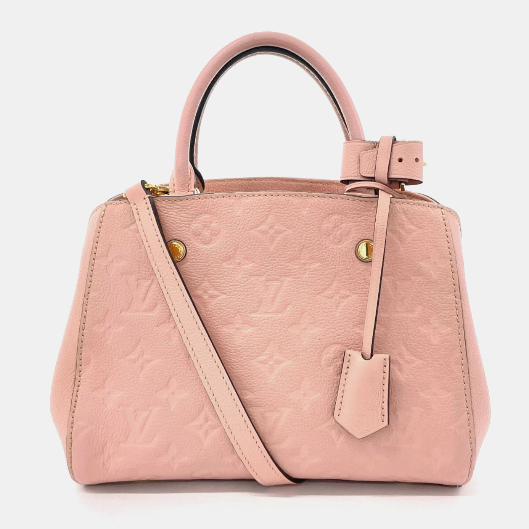 Louis vuitton pink leather bb montaigne satchel bag