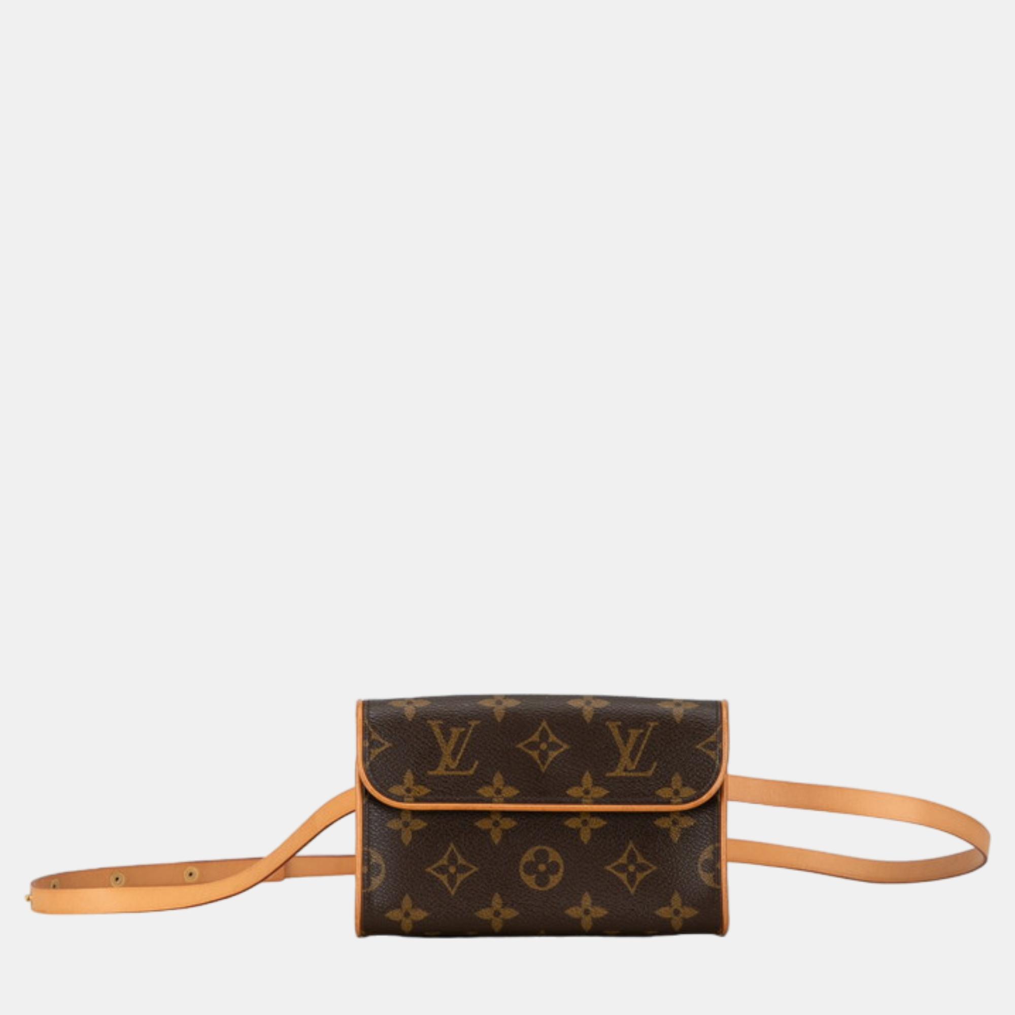 Louis vuitton brown monogram canvas pochette florentine belt bag