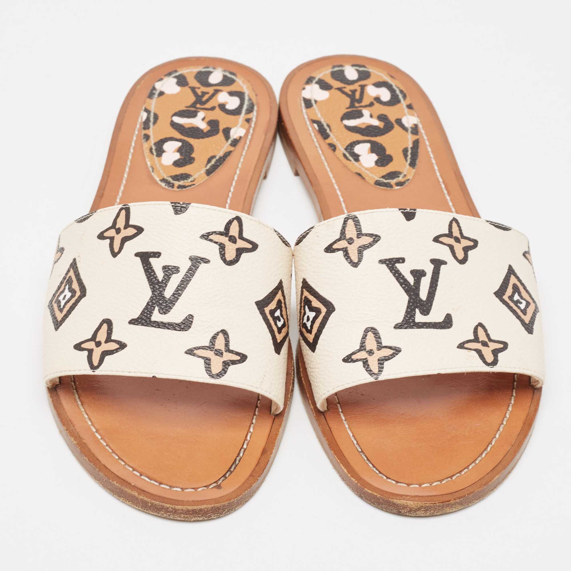 Louis Vuitton Beige/Brown Canvas Lock It  Sandals Size 40