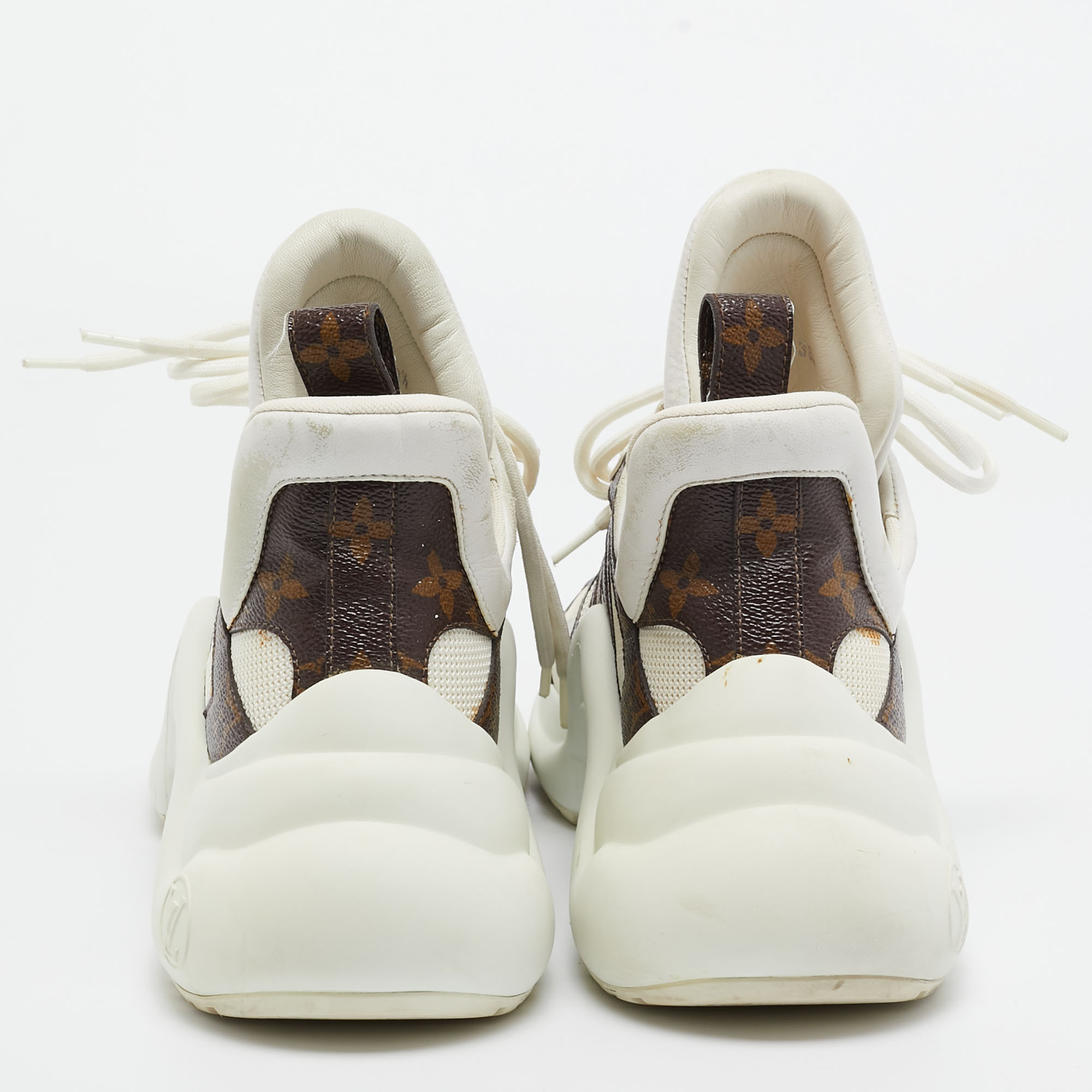 Louis Vuitton White/Brown Nylon And  Leather Archlight Sneakers Size 38.5