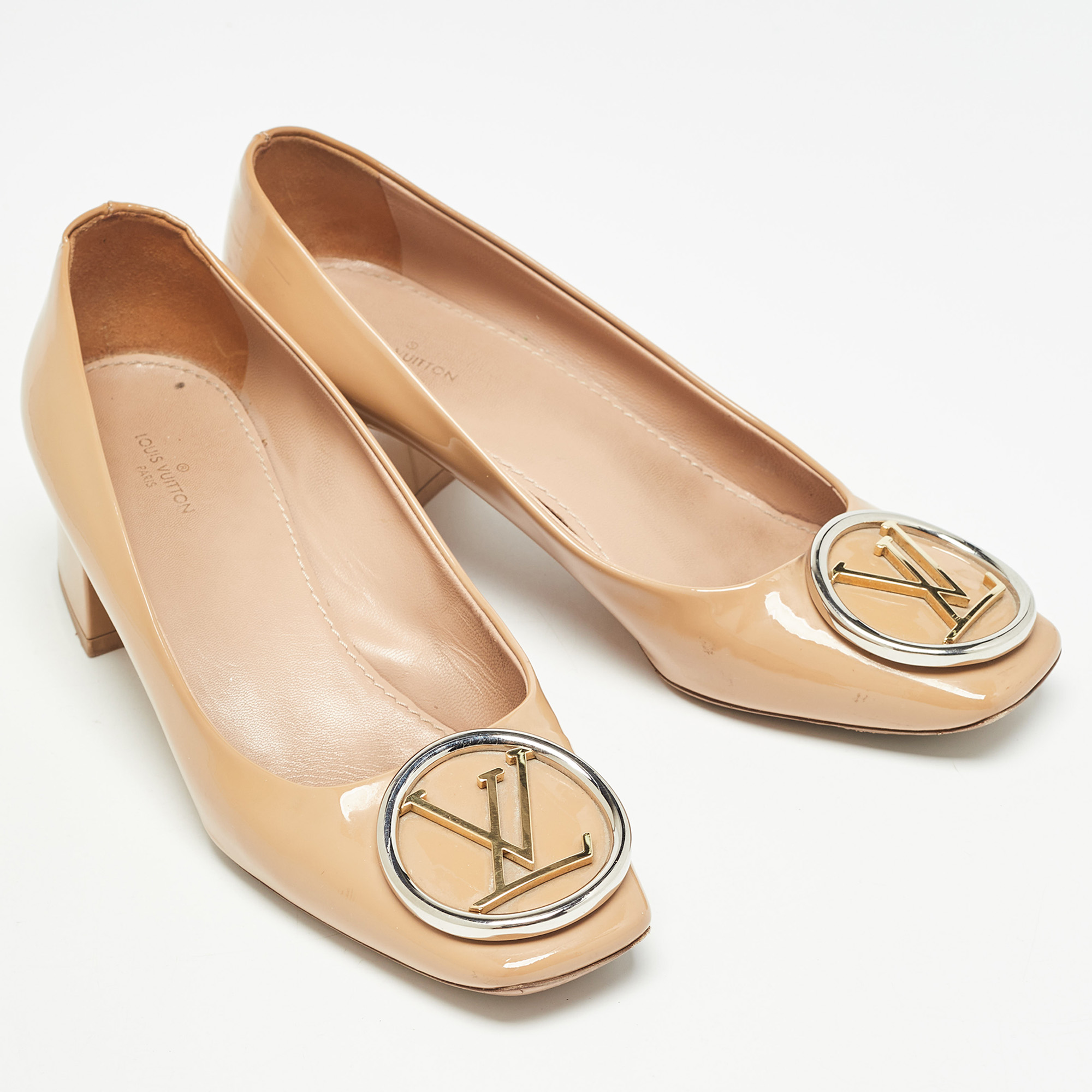 Louis Vuitton Beige Patent Leather Madeleine Pumps Size 37