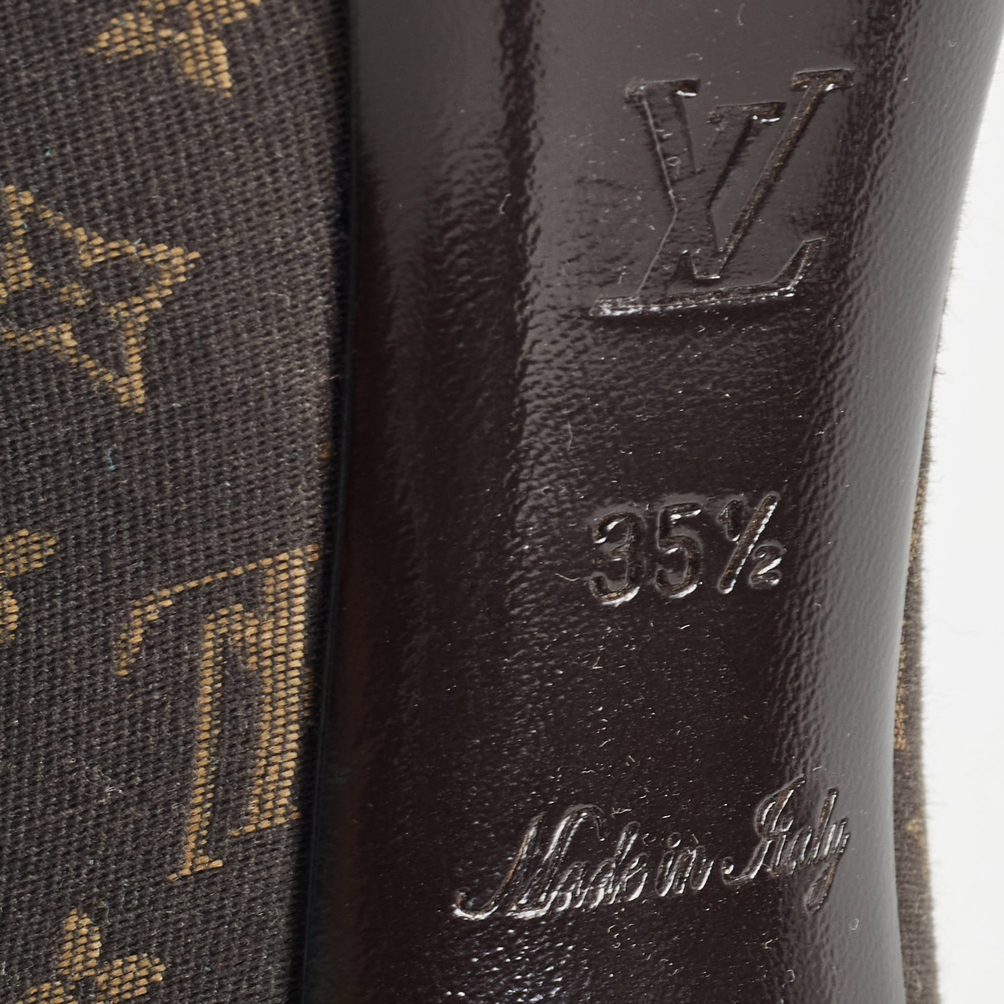 Louis Vuitton Brown Monogram Canvas Peep Toe Pumps Size 35.5