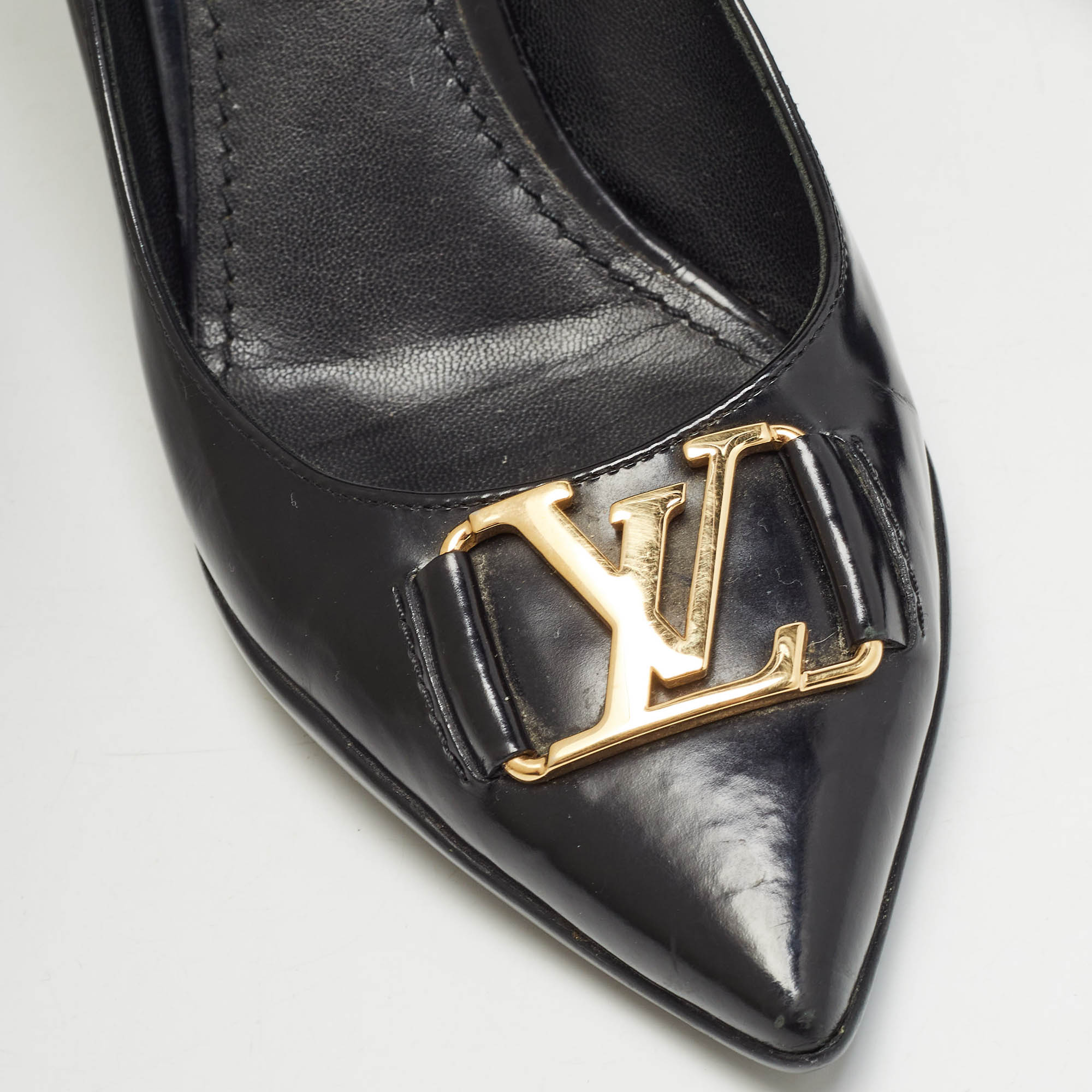 Louis Vuitton Black Brushed Leather Candice Pumps Size 37