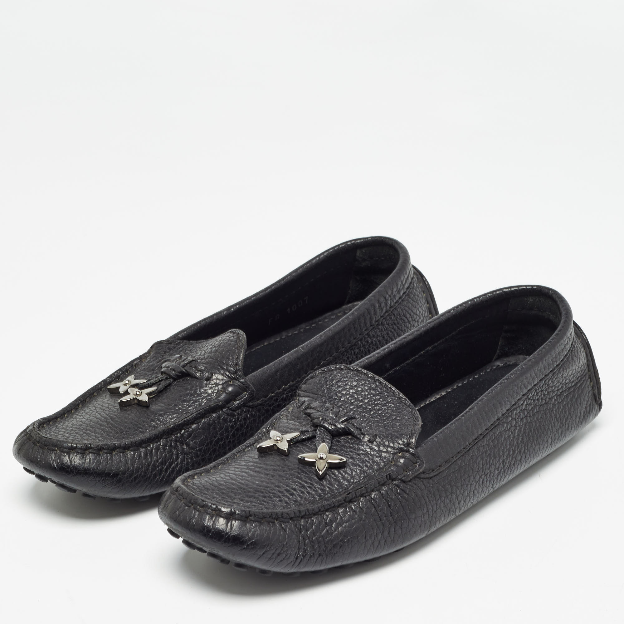 Louis Vuitton Black Leather Charm Loafers Size 36