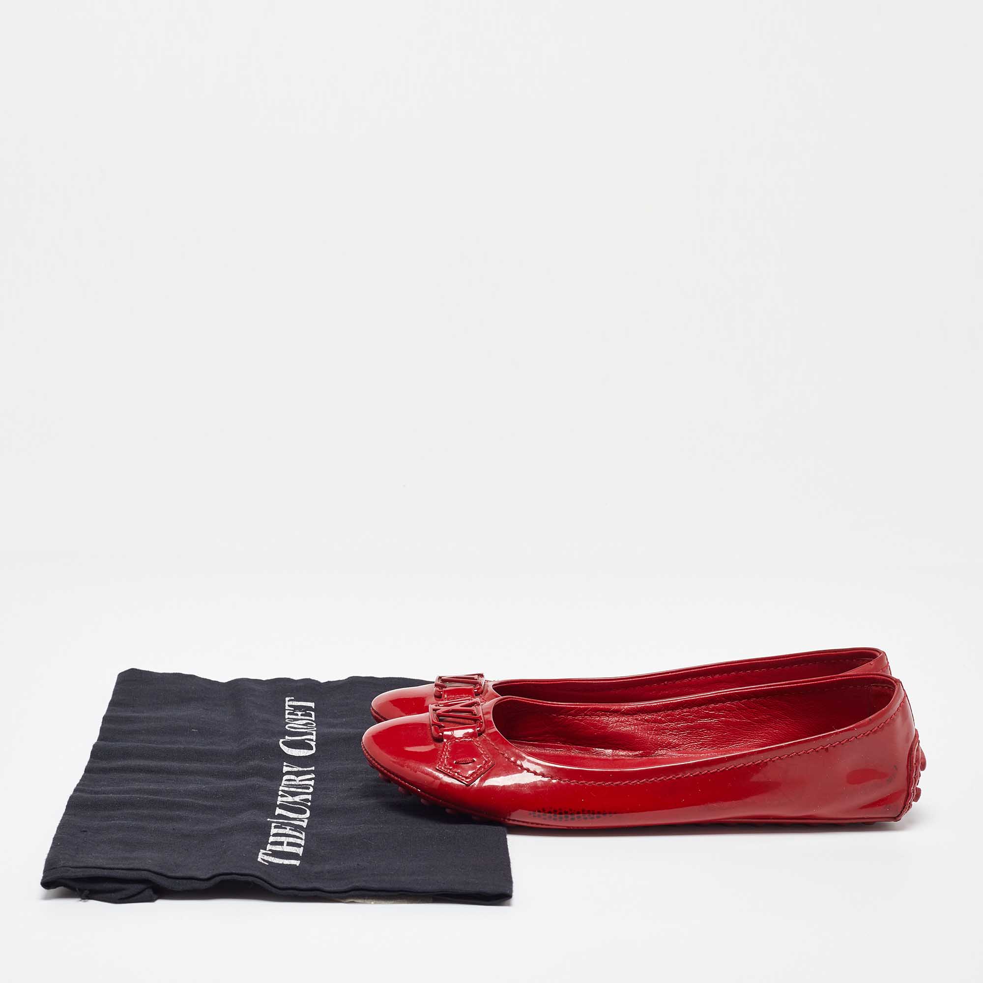 Louis Vuitton Red Patent Leather Oxford Ballet Flats Size 38