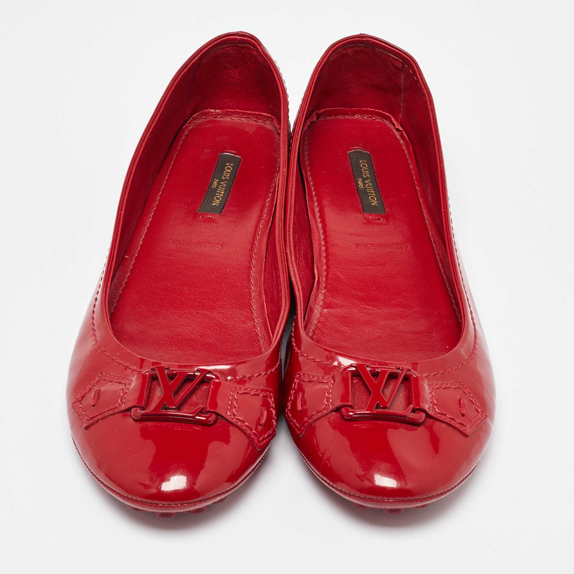 Louis Vuitton Red Patent Leather Oxford Ballet Flats Size 38