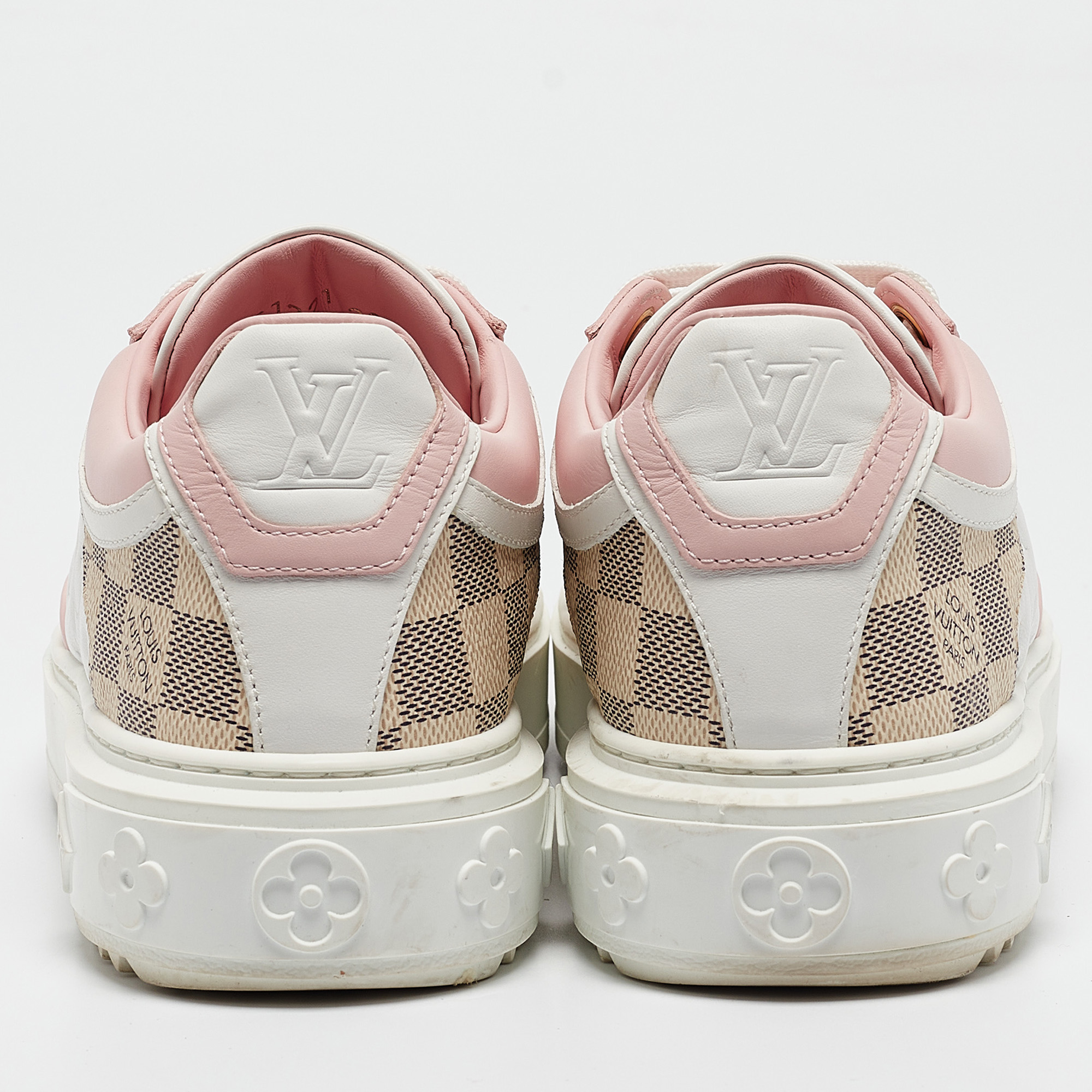 Louis Vuitton Multicolor Monogram Canvas And Leather Time Out Sneakers Size 38.5