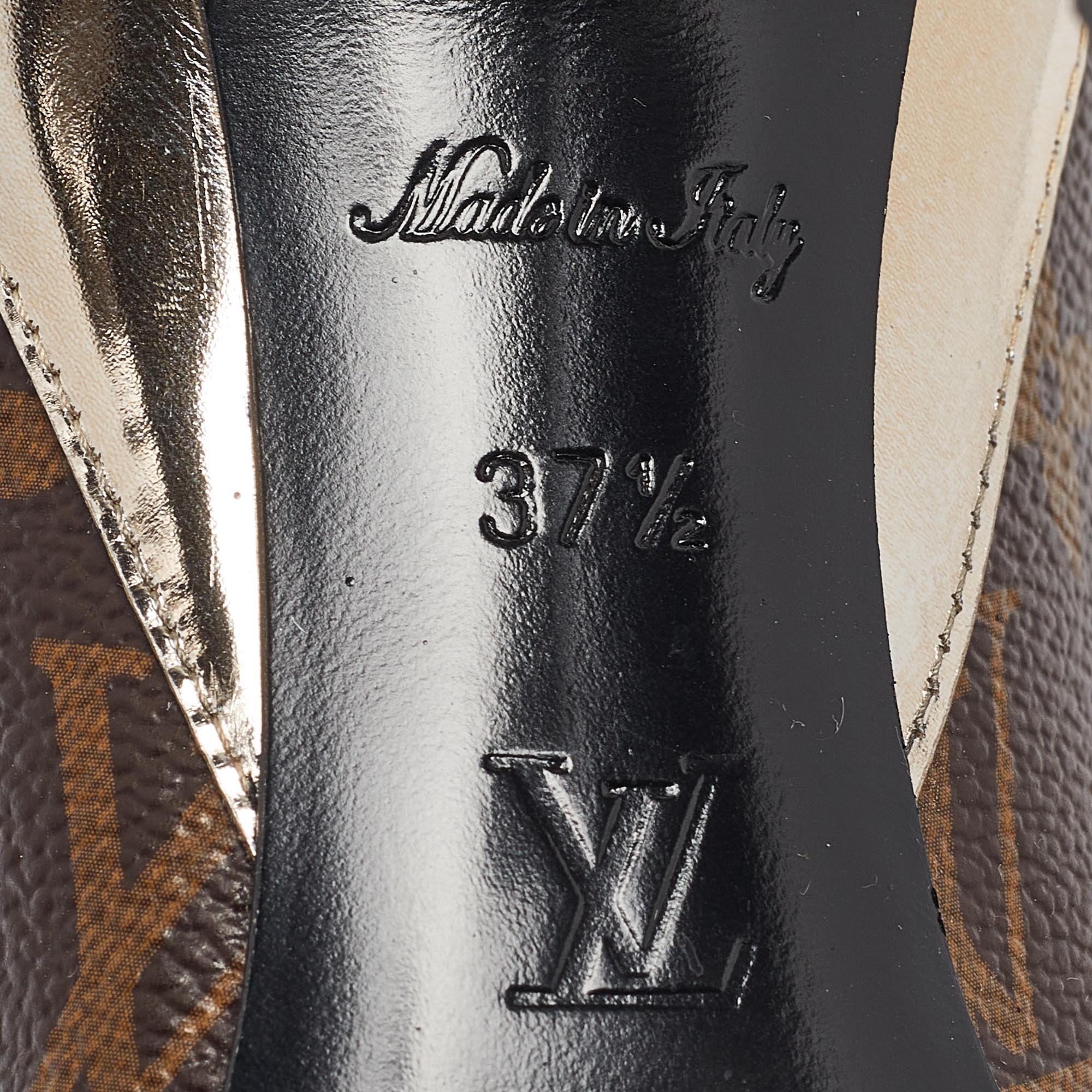 Louis Vuitton Brown Monogram Canvas And Leather Chérie Pumps Size 37.5