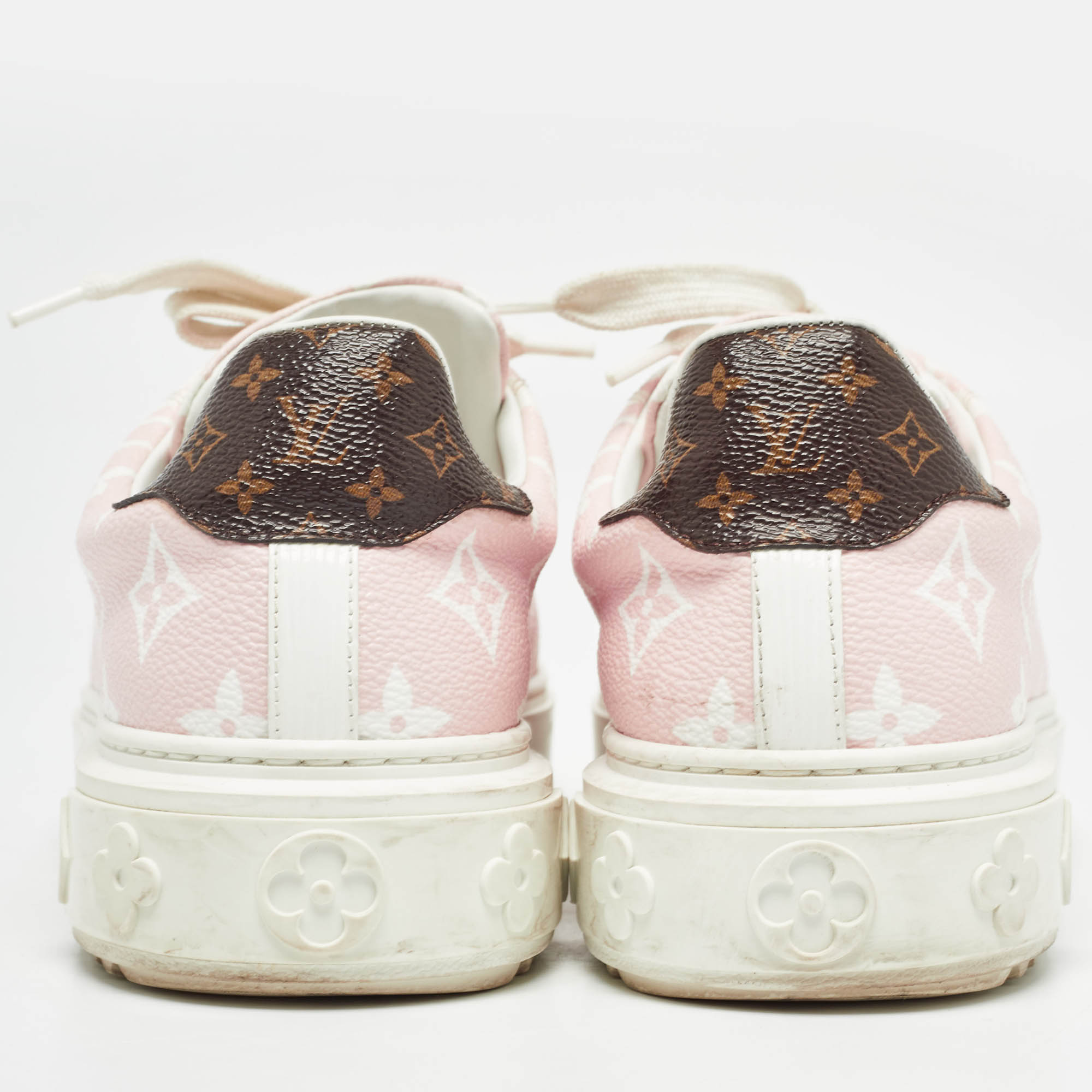 Louis Vuitton Pink Monogram Giant Canvas Time Out Sneakers Size 38.5