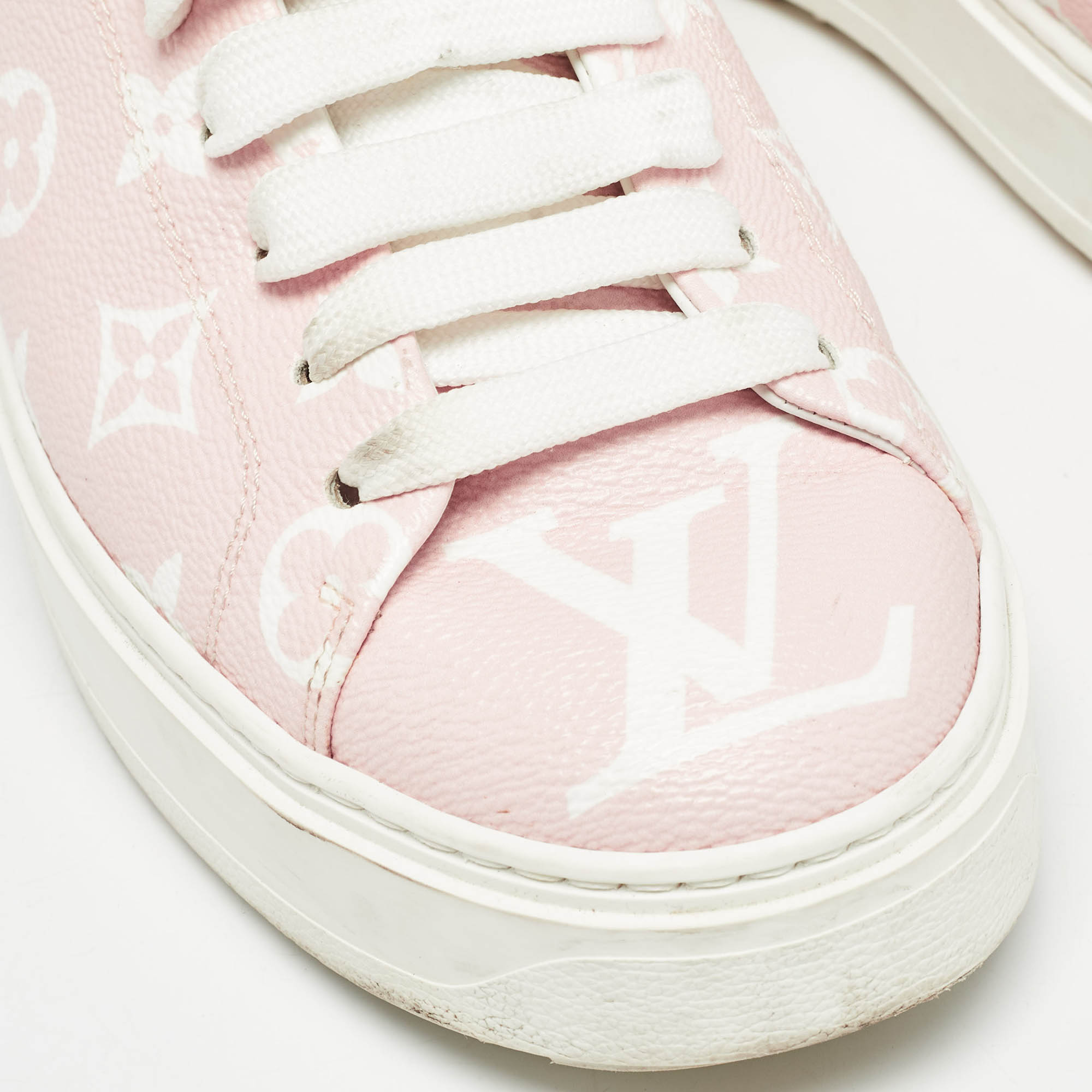 Louis Vuitton Pink Monogram Giant Canvas Time Out Sneakers Size 38.5