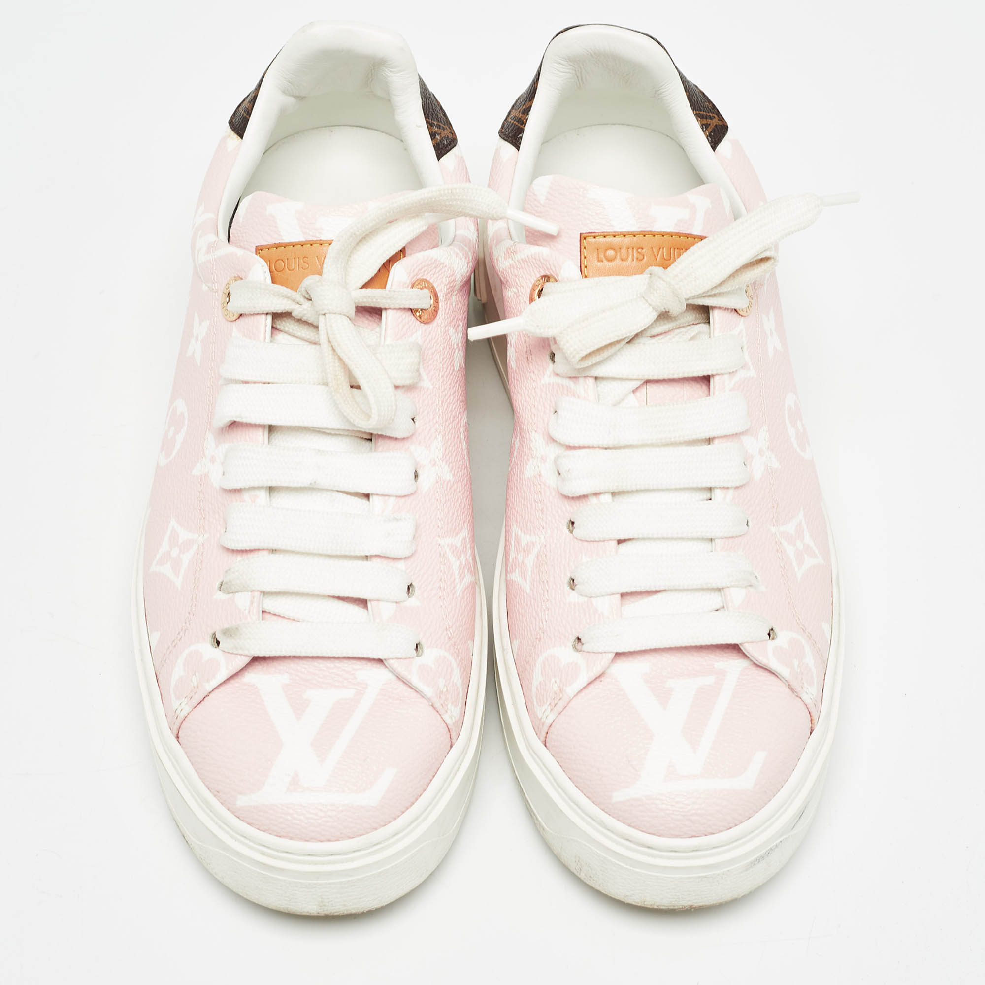 Louis Vuitton Pink Monogram Giant Canvas Time Out Sneakers Size 38.5