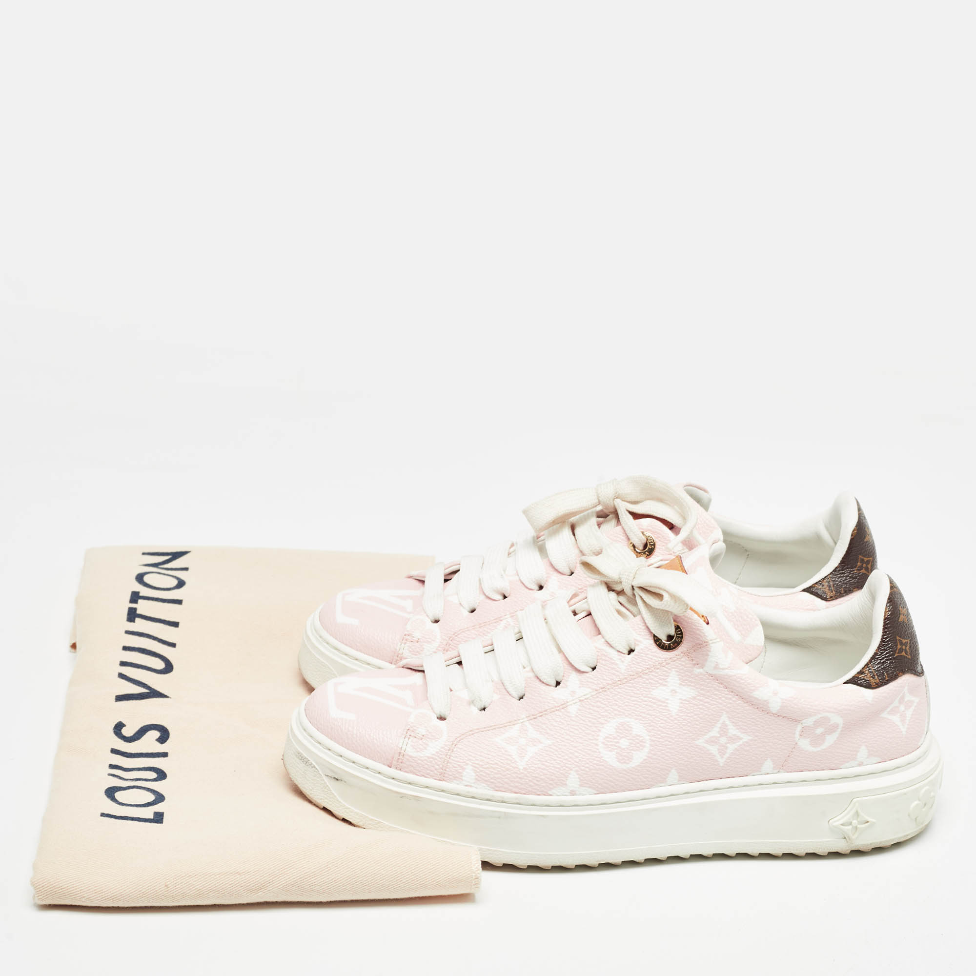 Louis Vuitton Pink Monogram Giant Canvas Time Out Sneakers Size 38.5