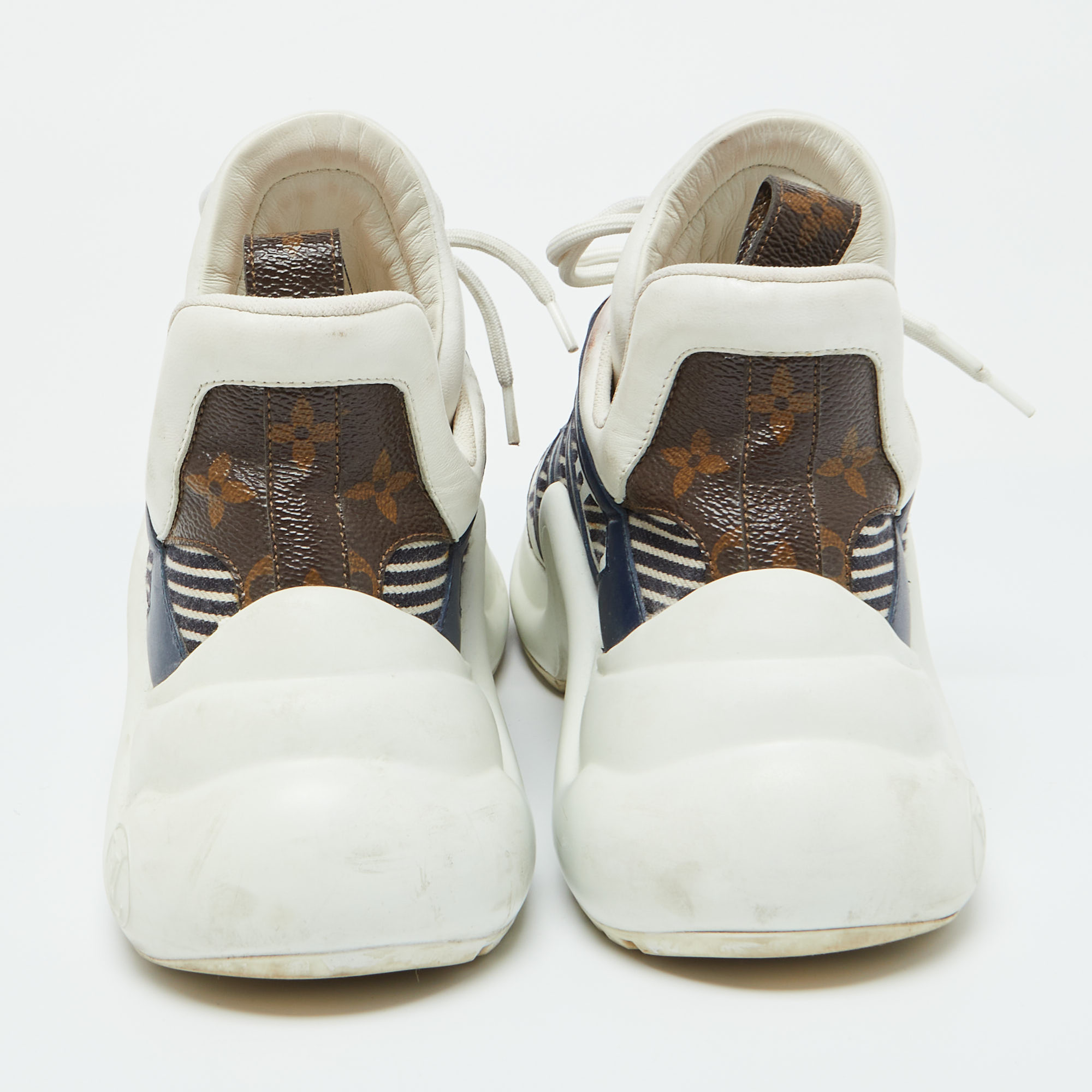 Louis Vuitton White/Brown Monogram Nylon And Leather Archlight Sneakers Size 38.5