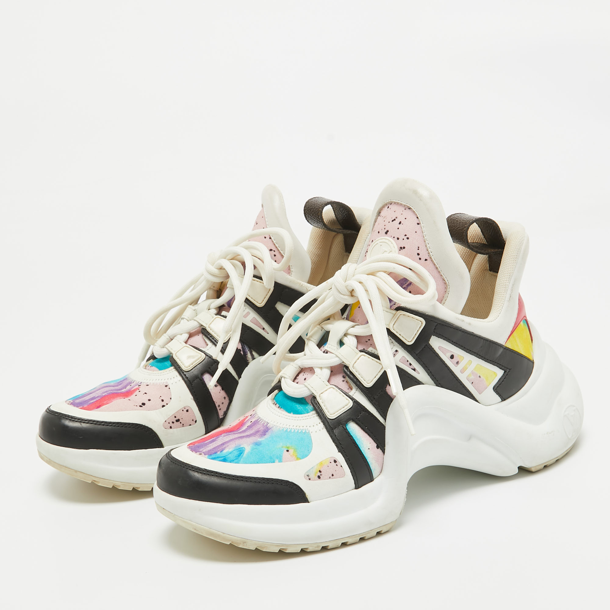 Louis Vuitton Multicolor Fabric And Leather Archlight High Top Sneakers Size 37.5