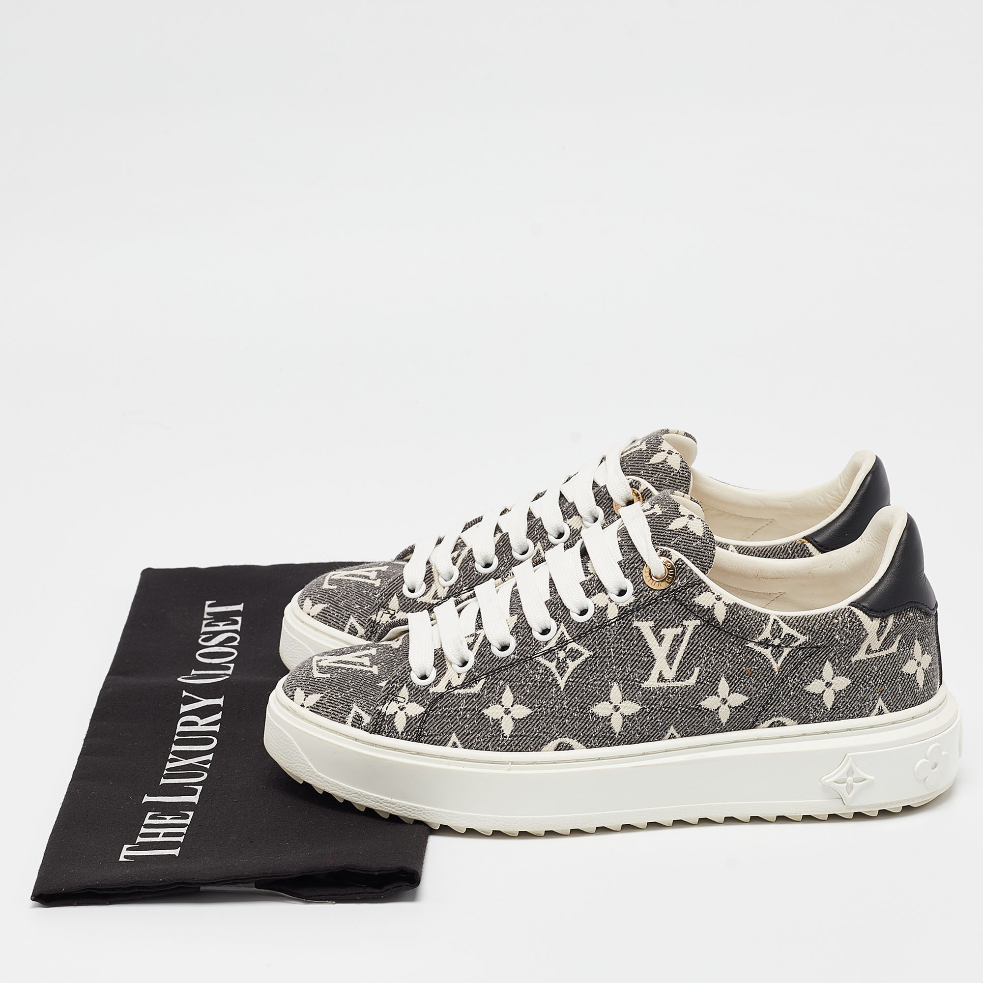 Louis Vuitton Two Tone Monogram Canvas Time Out Sneakers Size 37