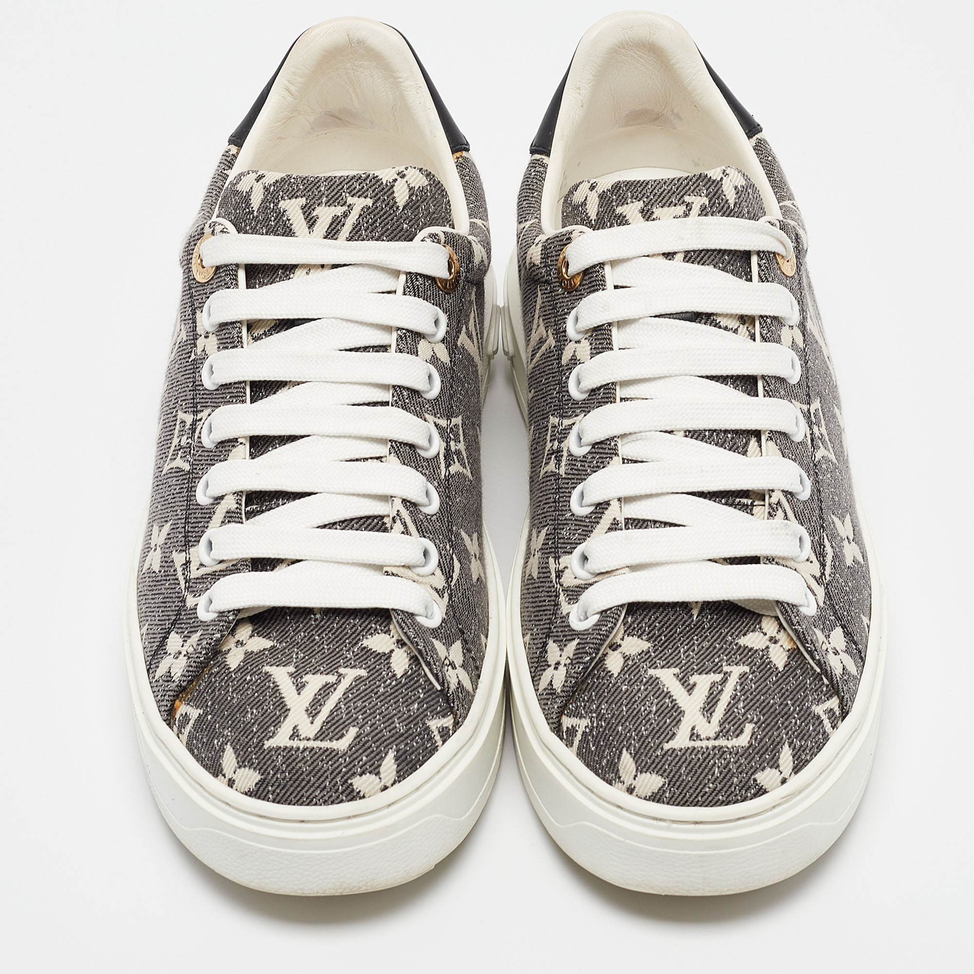 Louis Vuitton Two Tone Monogram Canvas Time Out Sneakers Size 37