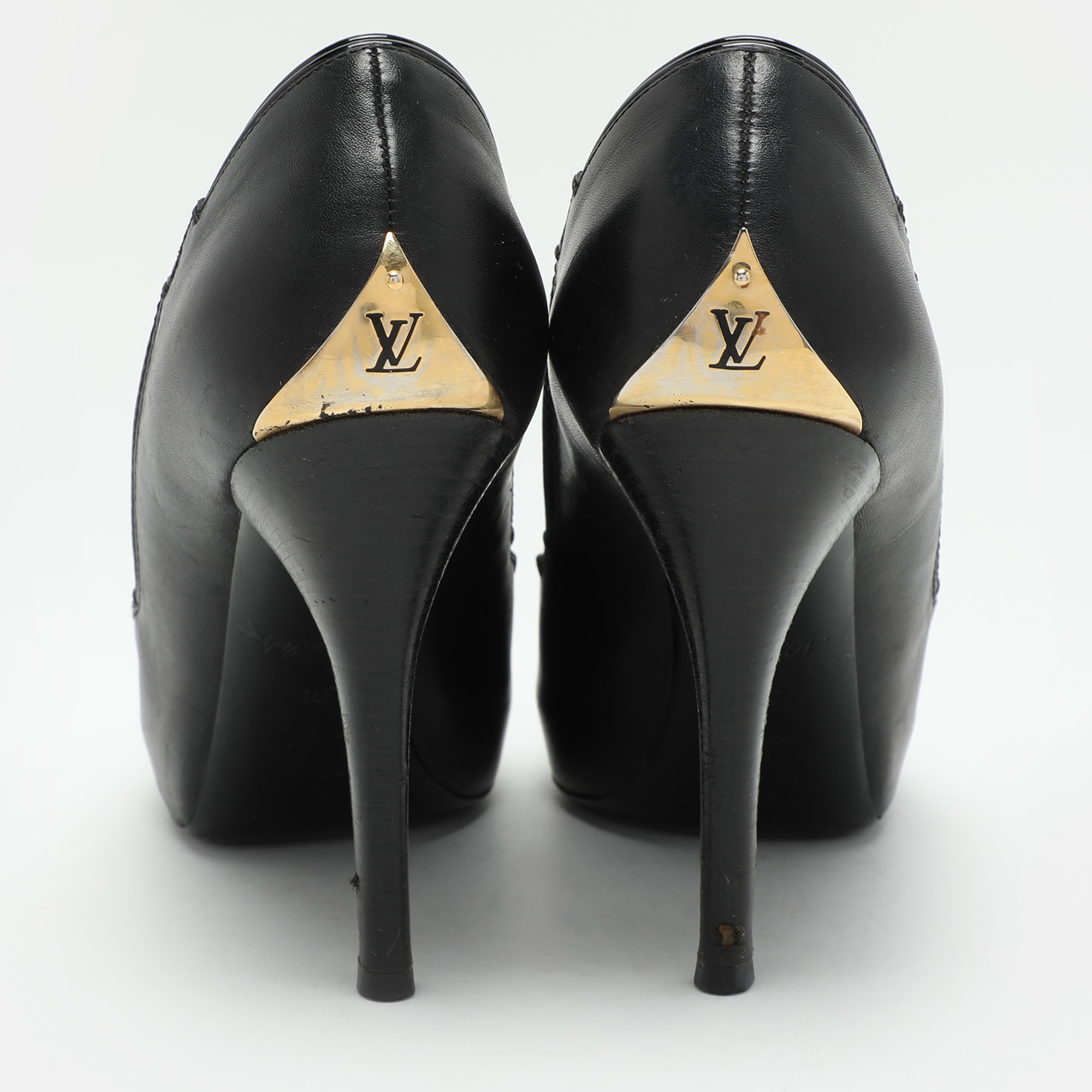 Louis Vuitton Black Leather Peep Toe Pumps Size 38