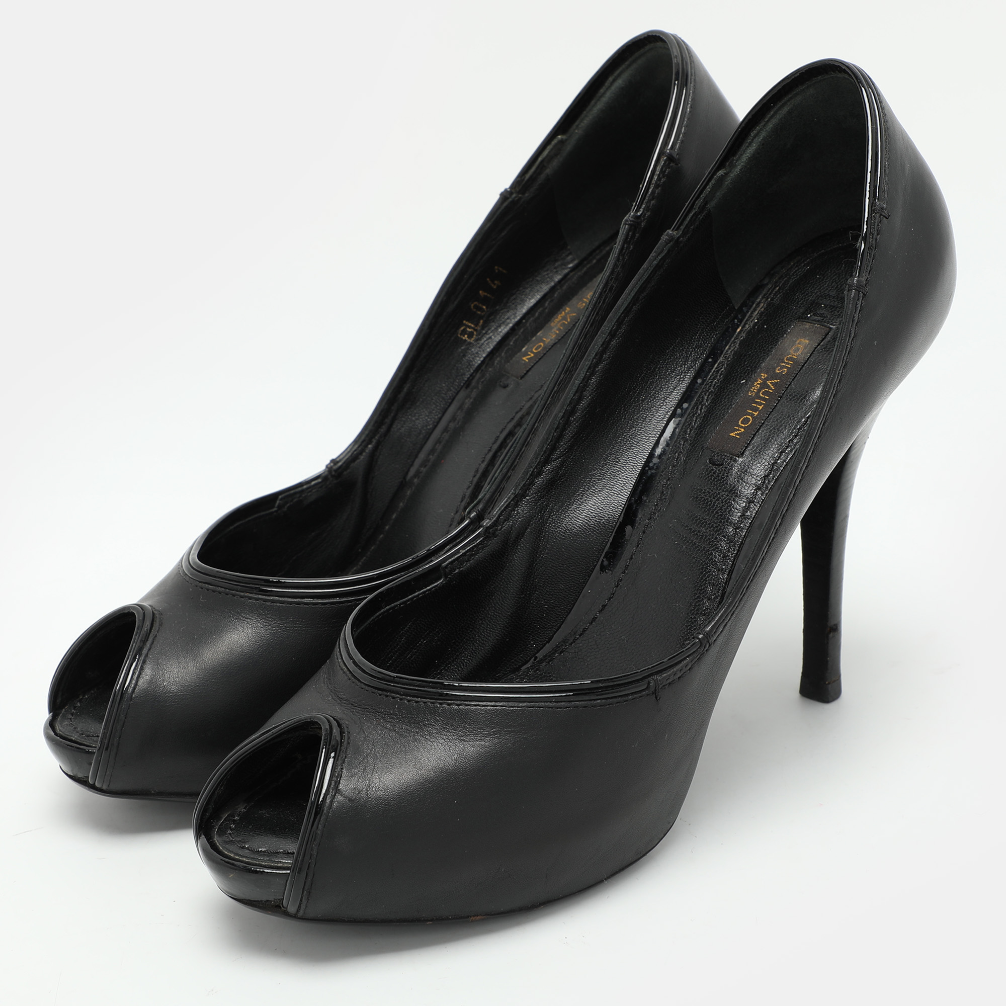 Louis Vuitton Black Leather Peep Toe Pumps Size 38