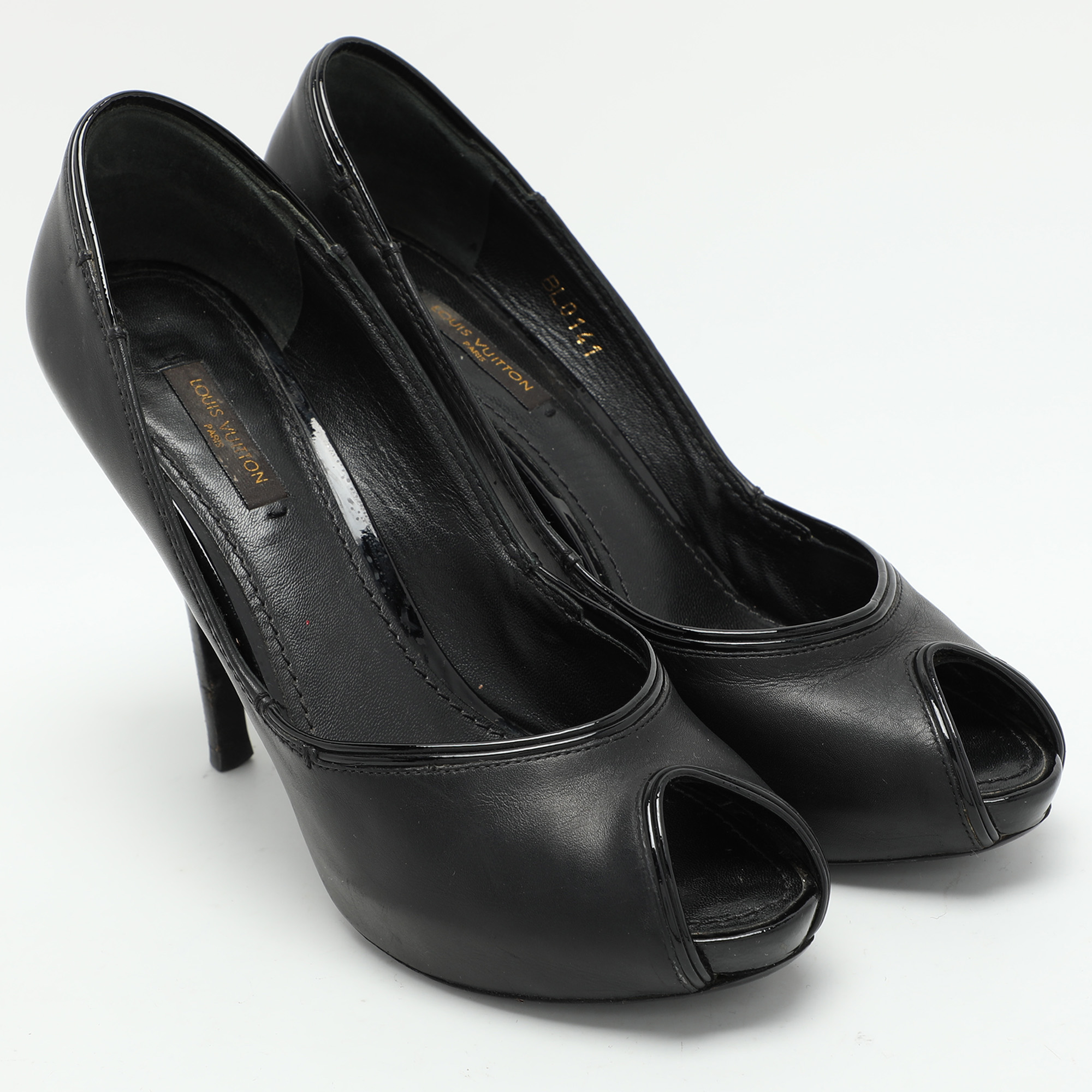 Louis Vuitton Black Leather Peep Toe Pumps Size 38