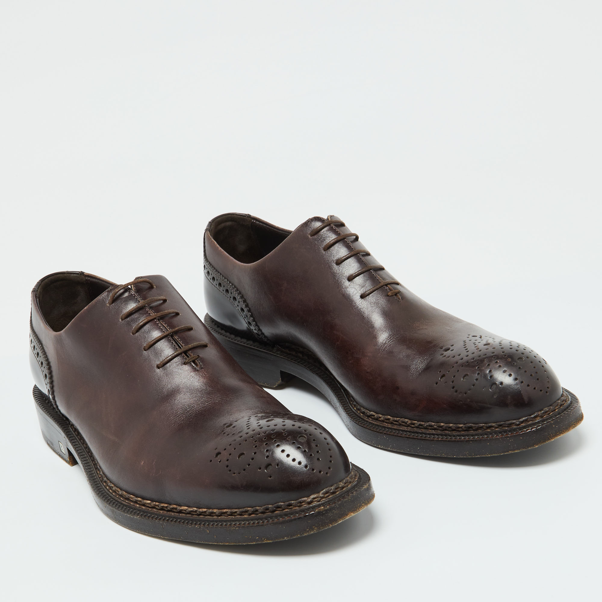 Louis Vuitton Brown Leather Lace Up Oxfords Size 41