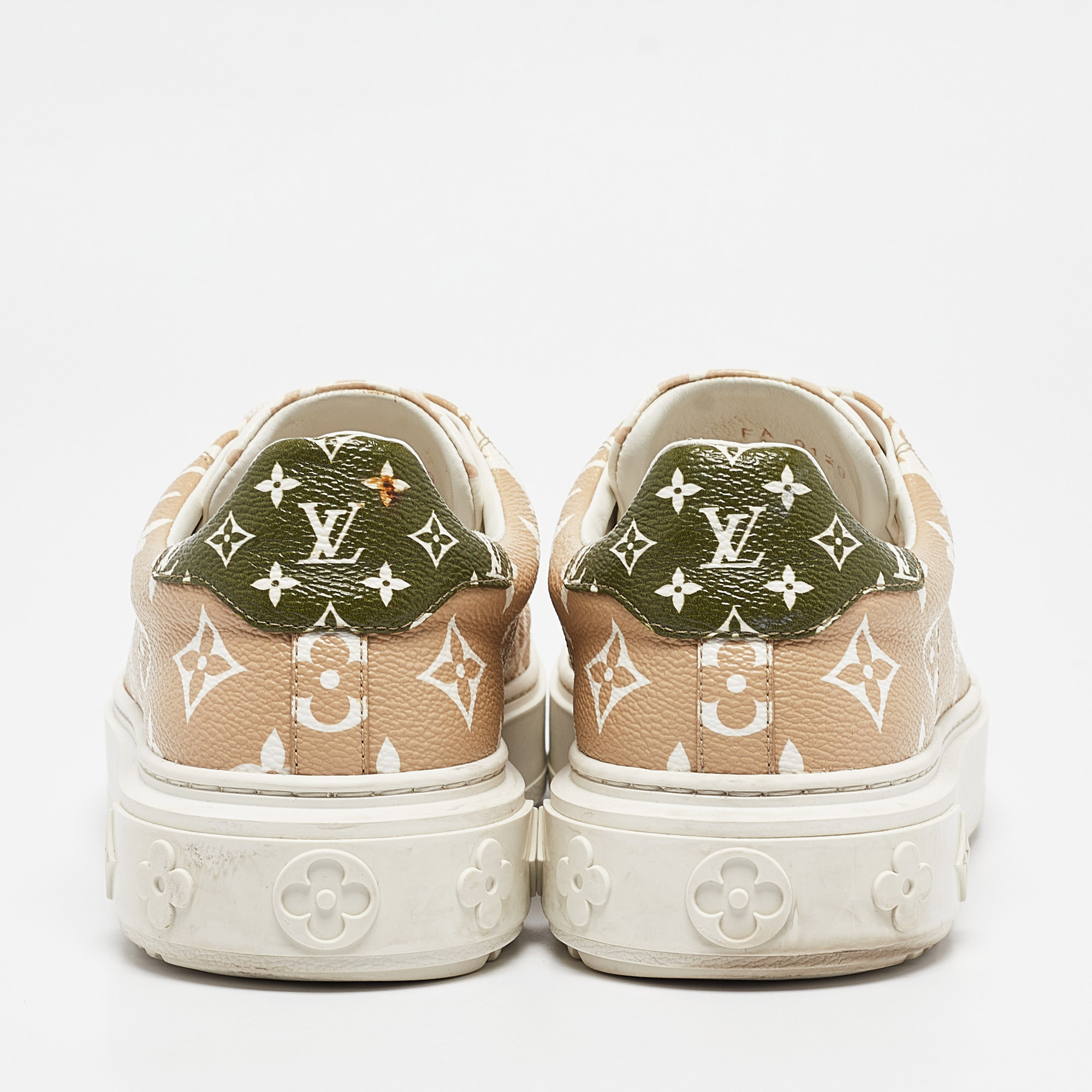 Louis Vuitton Beige Canvas Time Out Lace Up Sneakers Size 38