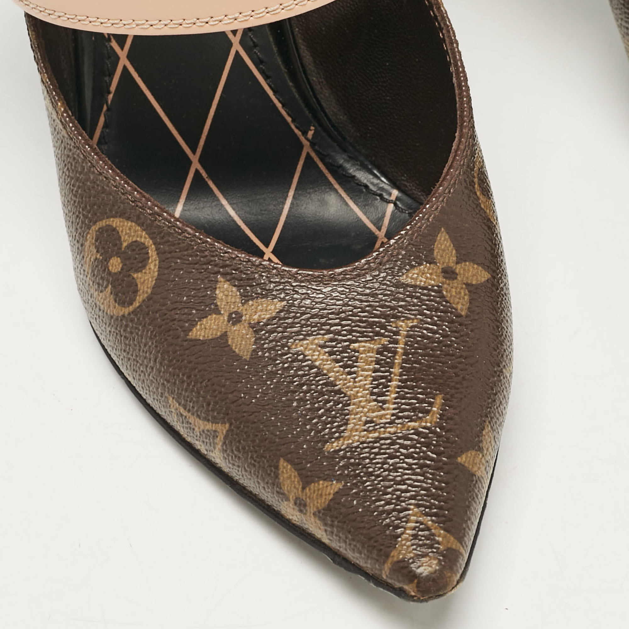 Louis Vuitton Brown Monogram Canvas And Leather Pointed Toe Pumps Size 38