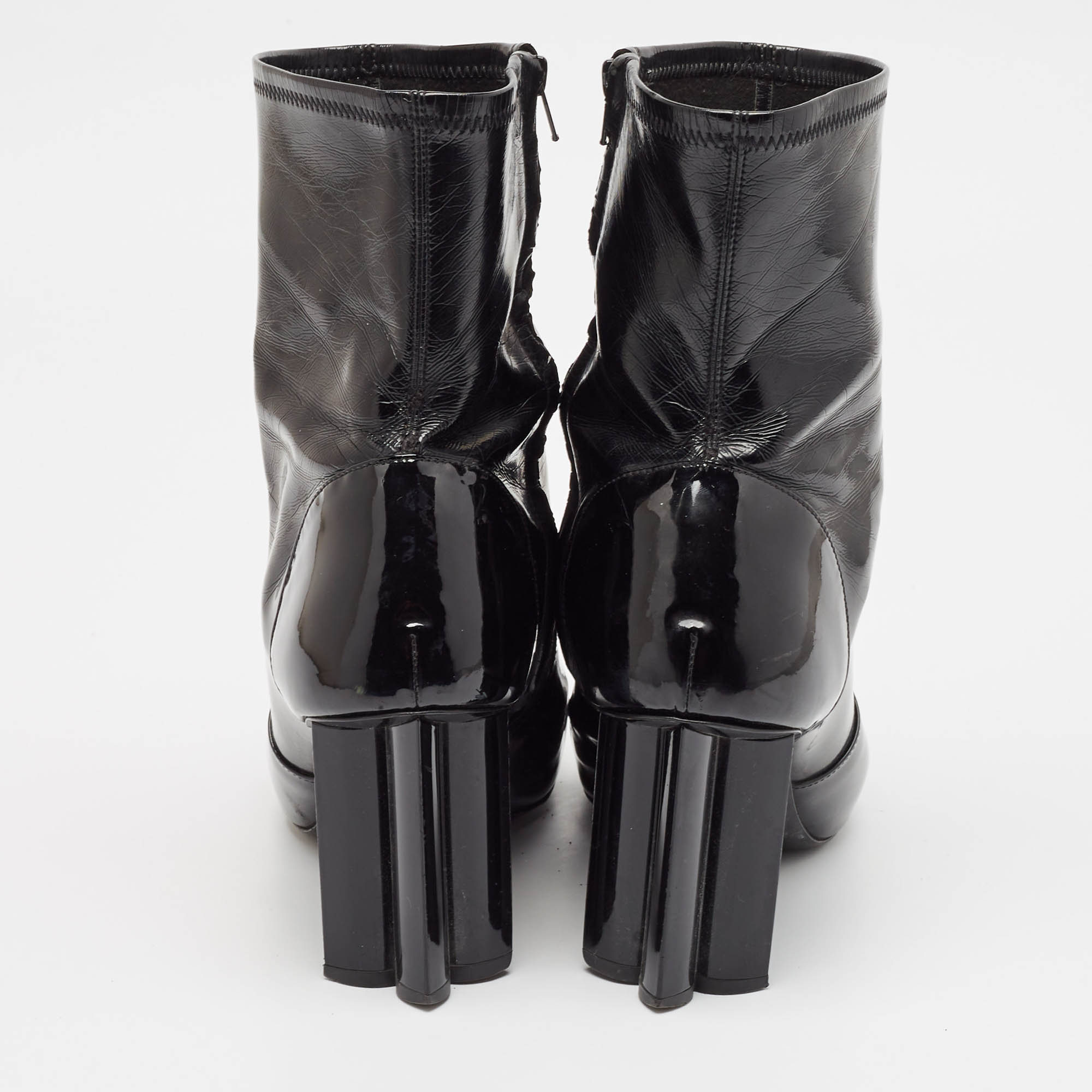 Louis Vuitton Black Leather And Patent Leather Silhouette Ankle Length Boots Size 41