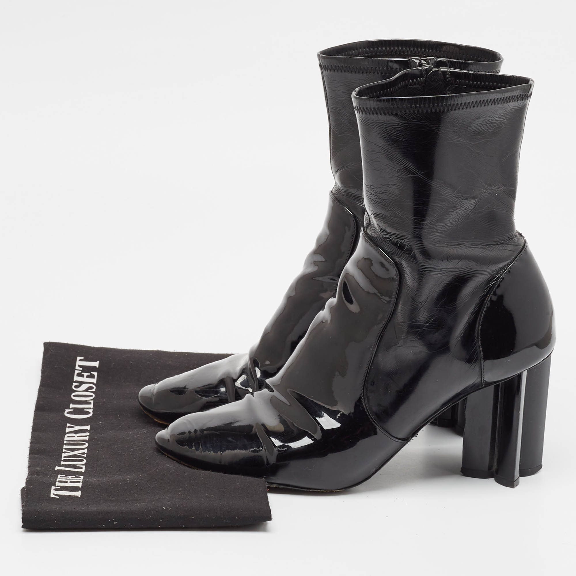 Louis Vuitton Black Leather And Patent Leather Silhouette Ankle Length Boots Size 41