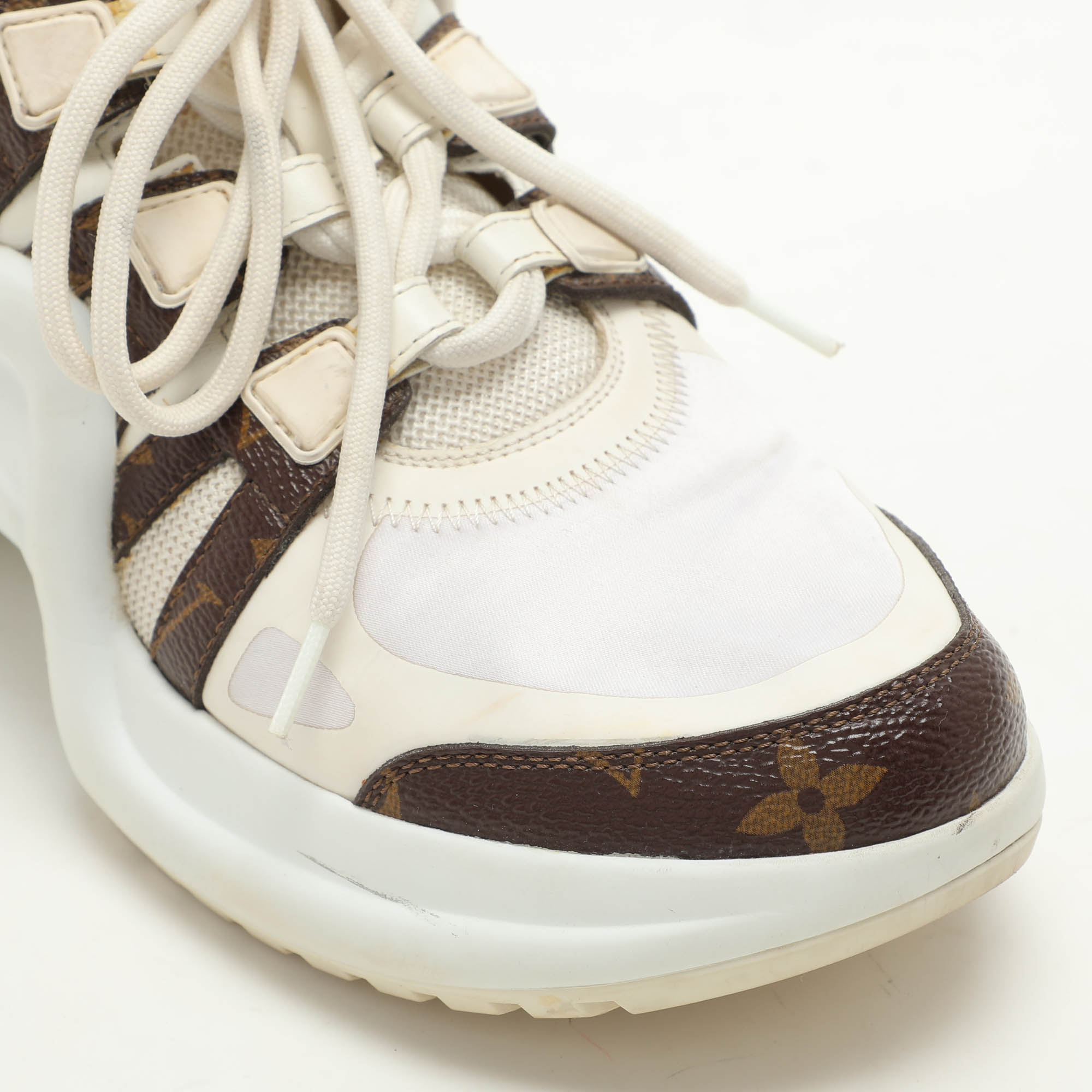 Louis Vuitton White Monogram Canvas And Fabric Archlight Low Top Sneakers Size 38