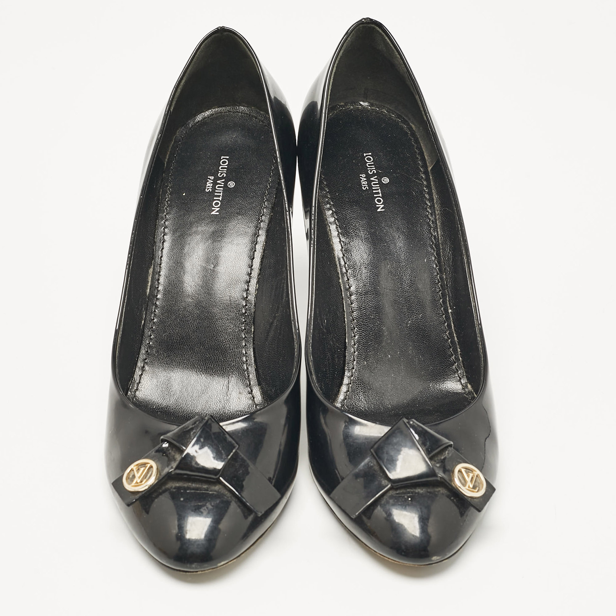 Louis Vuitton Black Patent Leather Fiance Pumps Size 38