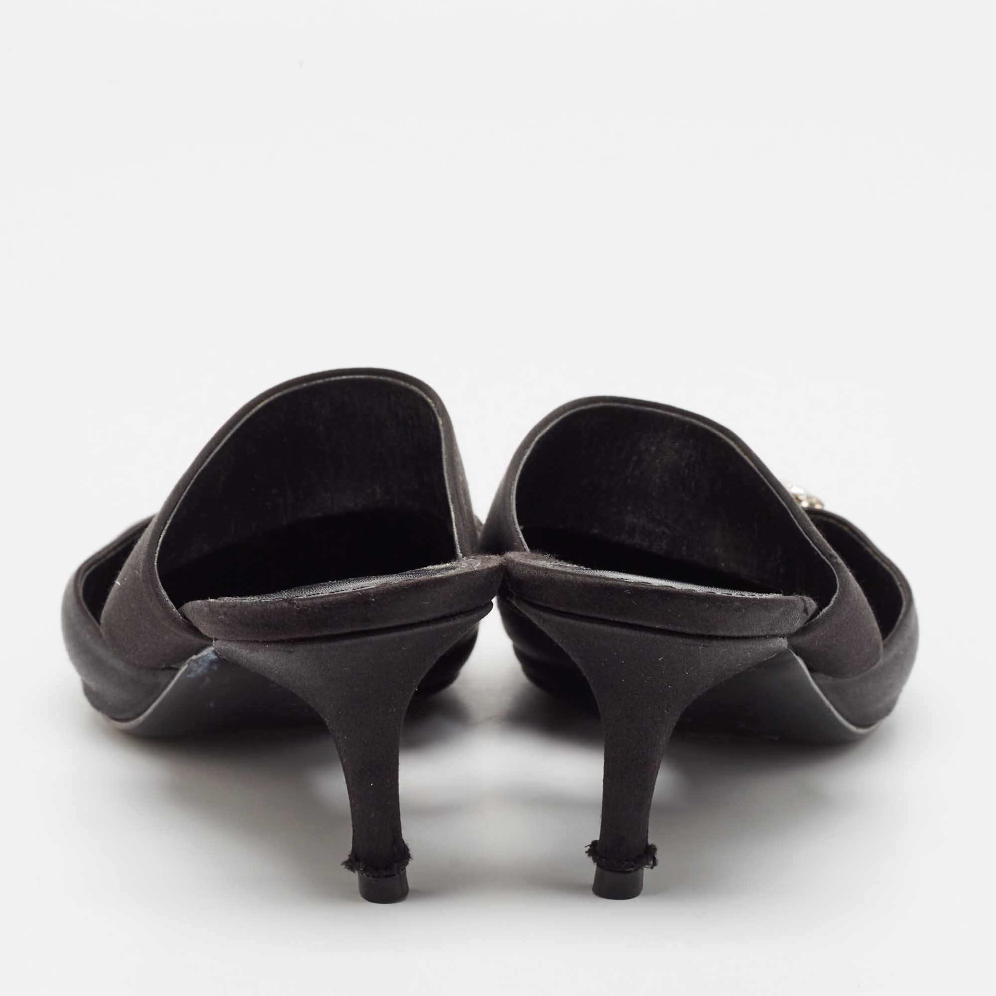 Louis Vuitton Black Satin Madeleine Mules Size 41