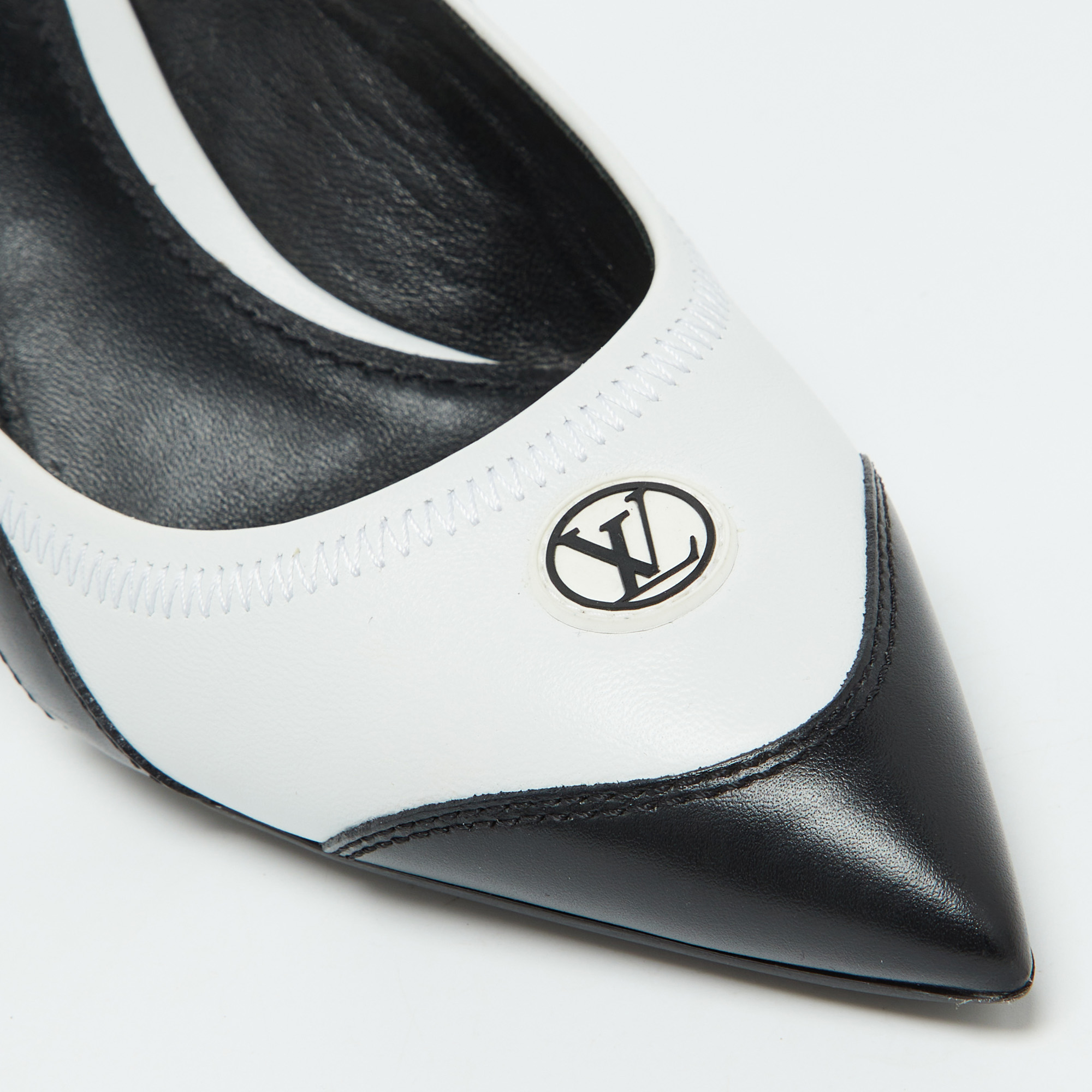 Louis Vuitton Black/White Leather Archlight Slingback Pumps Size 37