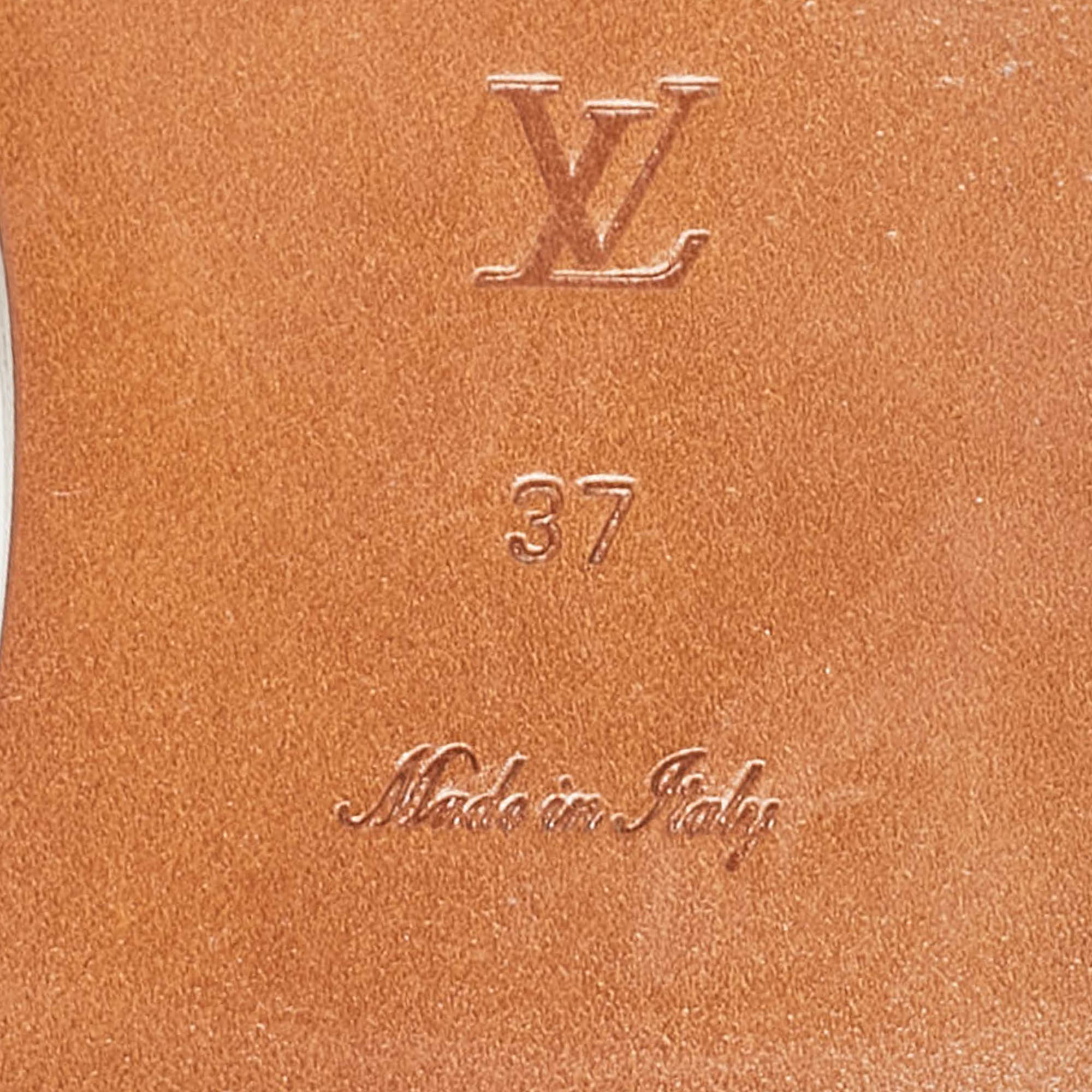 Louis Vuitton Brown Monogram Canvas Lock It Flat Slides Size 37