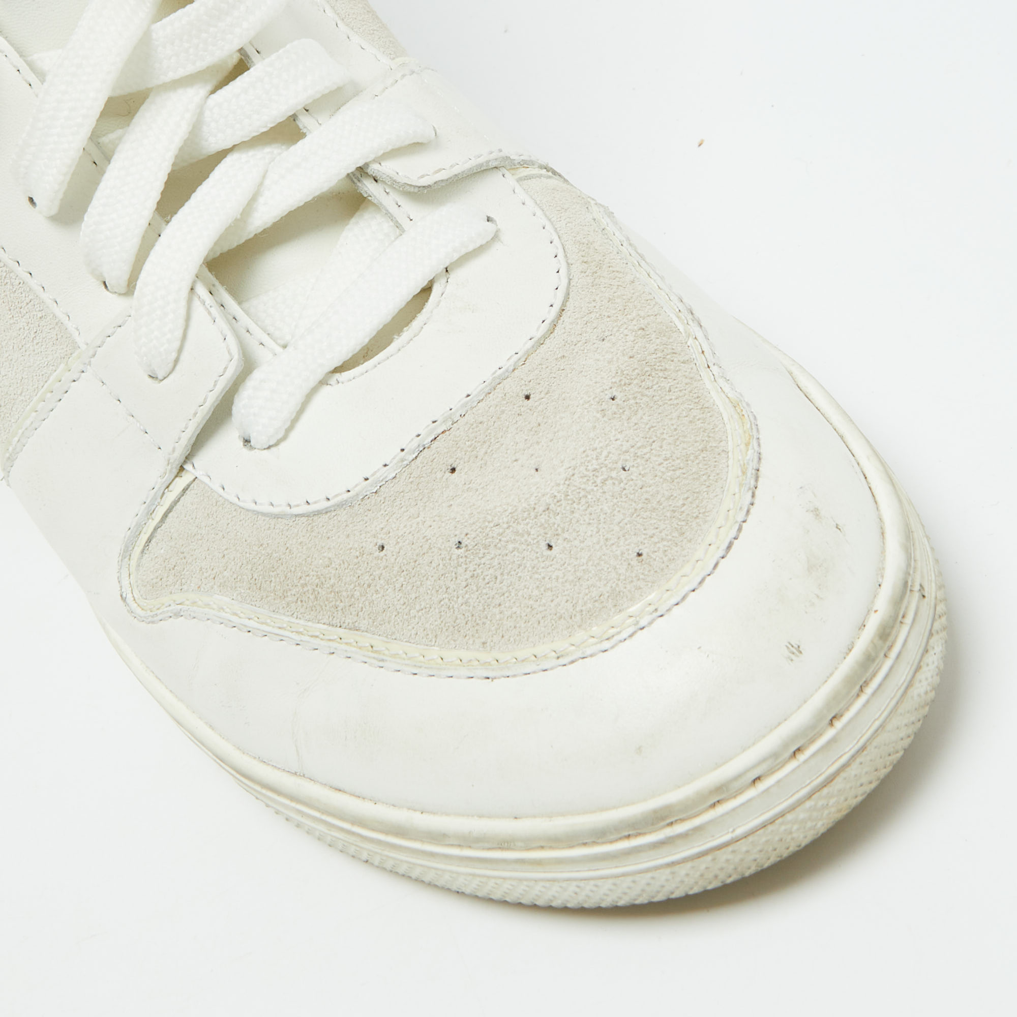 Louis Vuitton White Epi Leather And Suede Postmark Wedge Sneakers Size 39