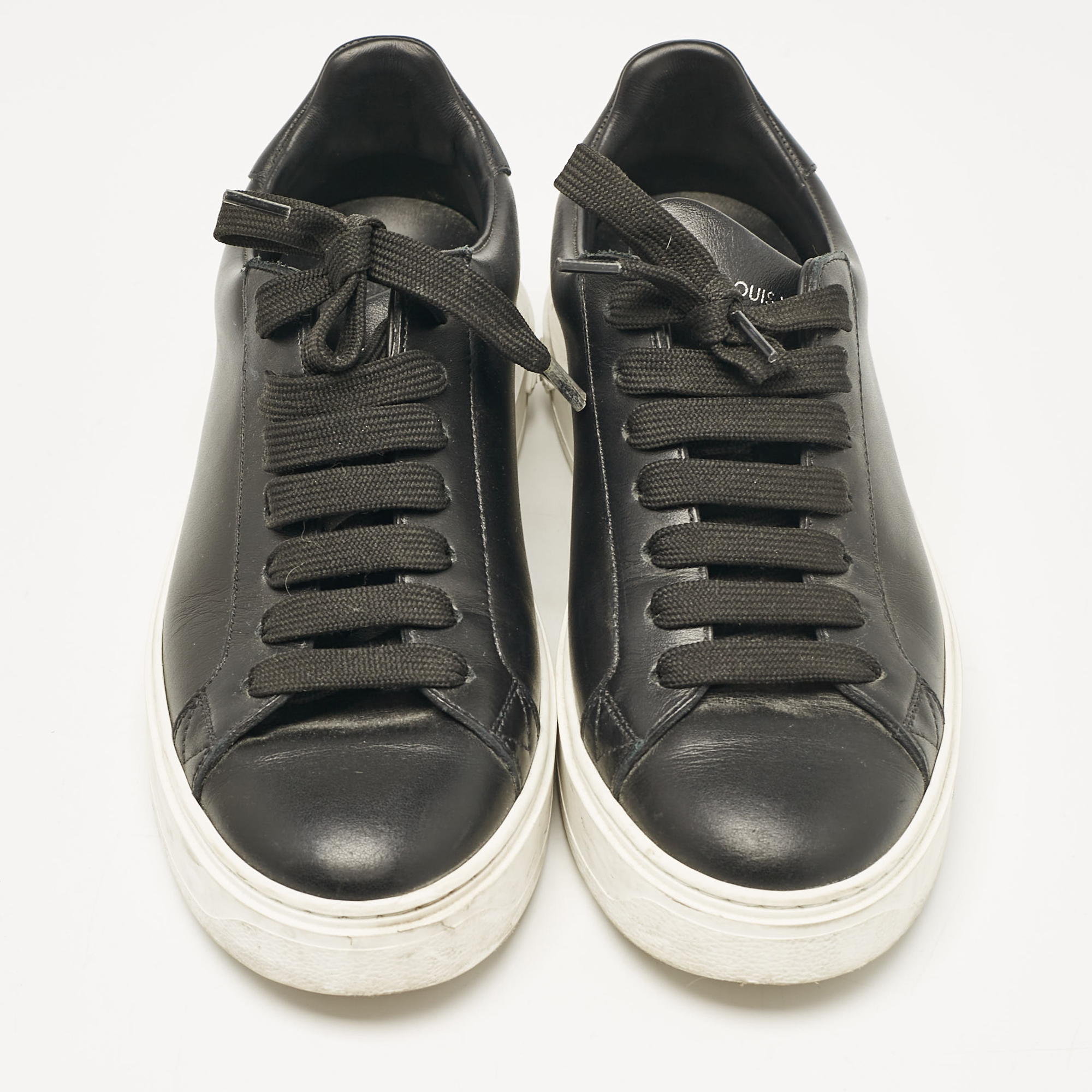 Louis Vuitton Black Leather Timeout Low Top Sneakers Size 37.5